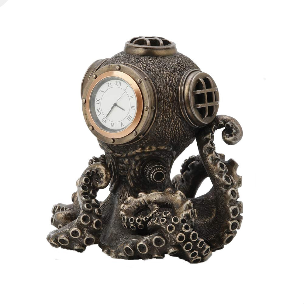 Steampunk Octopus Desk Clock: Cold Cast Bronze Veronese Design Home Decor