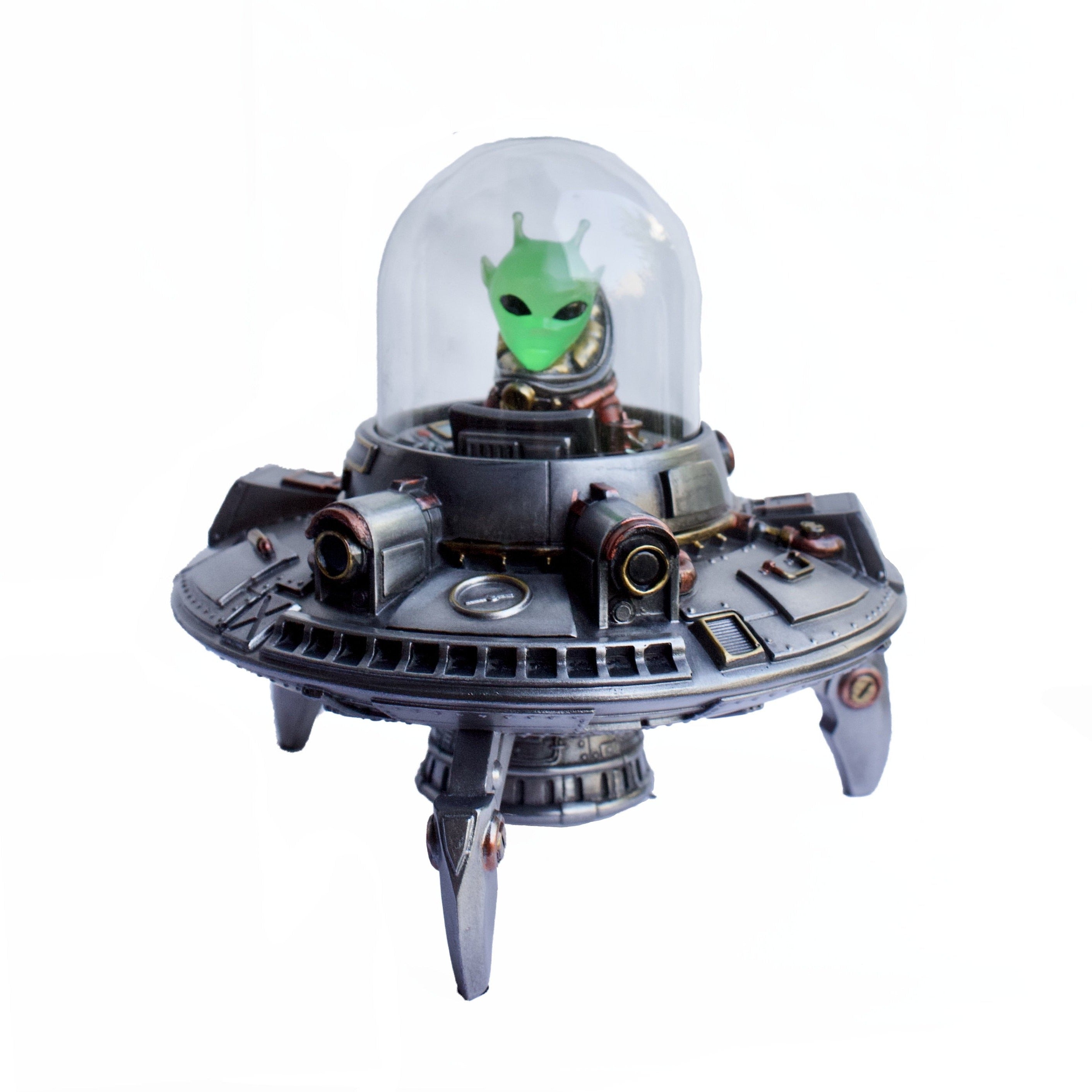 Steampunk Alien in Spaceship.Alien Figurine with Led light