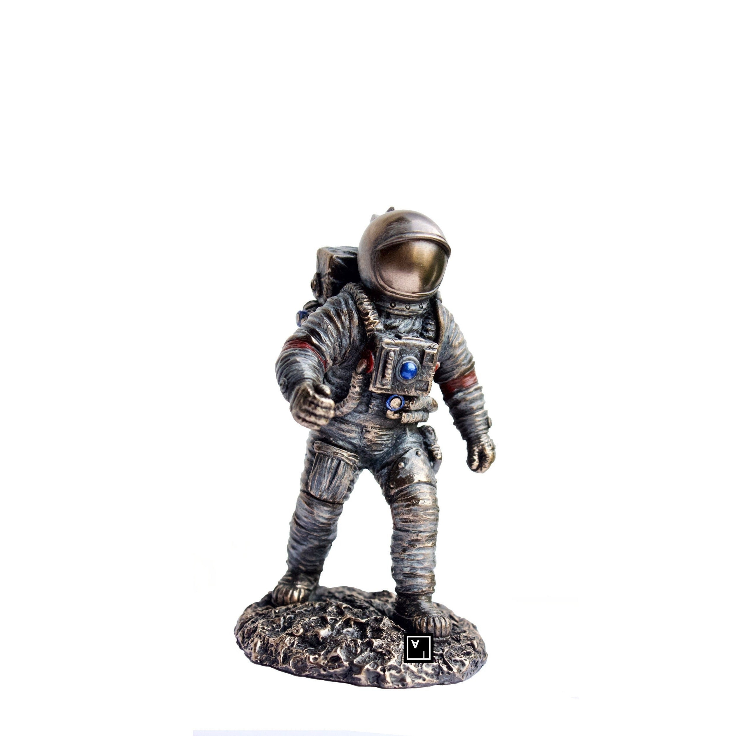 Bronzed Astronaut Figurine: Cold Cast Resin Space Decor