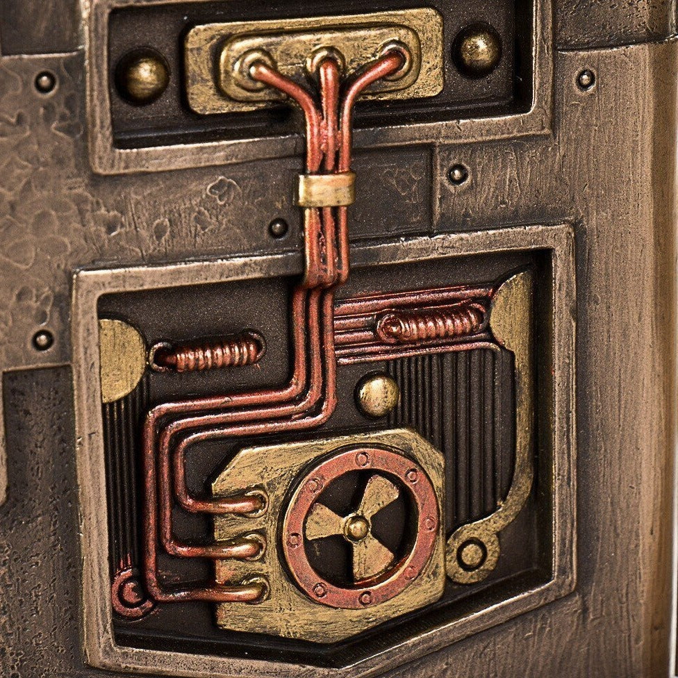 Steampunk Gas Station Desk Clock: Bronzed Fuel Dispenser Tower