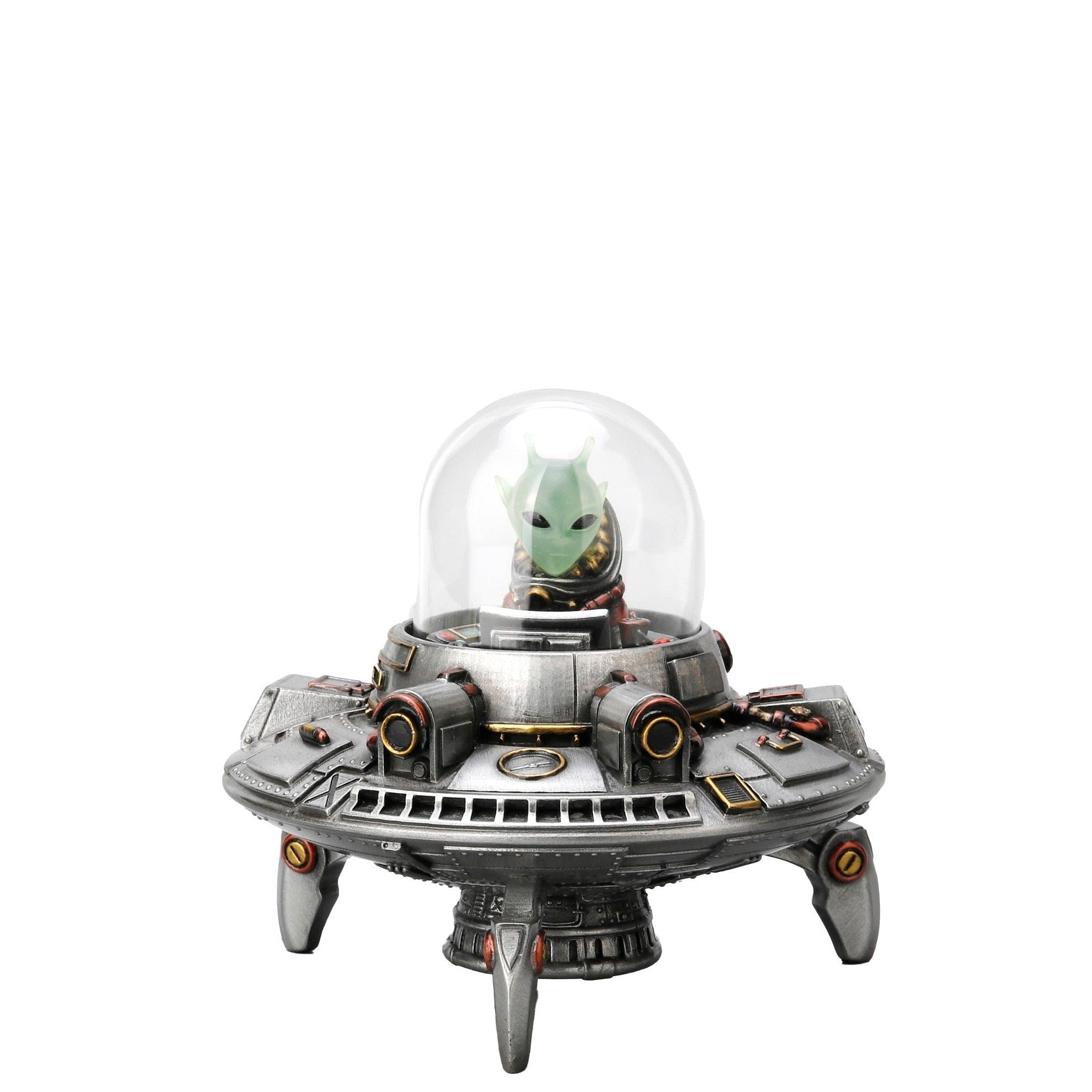 Steampunk Alien in Spaceship.Alien Figurine with Led light