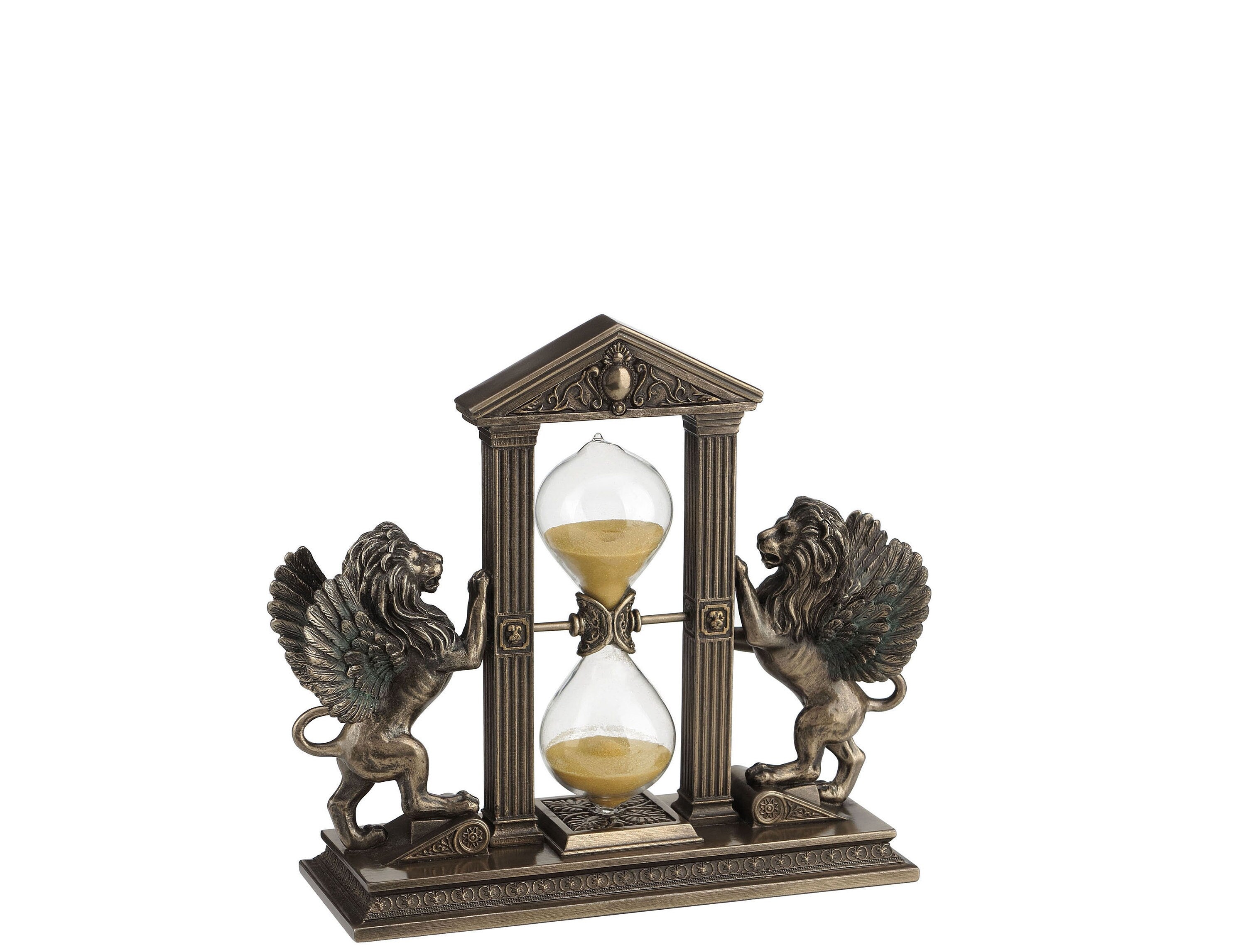 Winged Lions Gold Sand Timer Hourglass