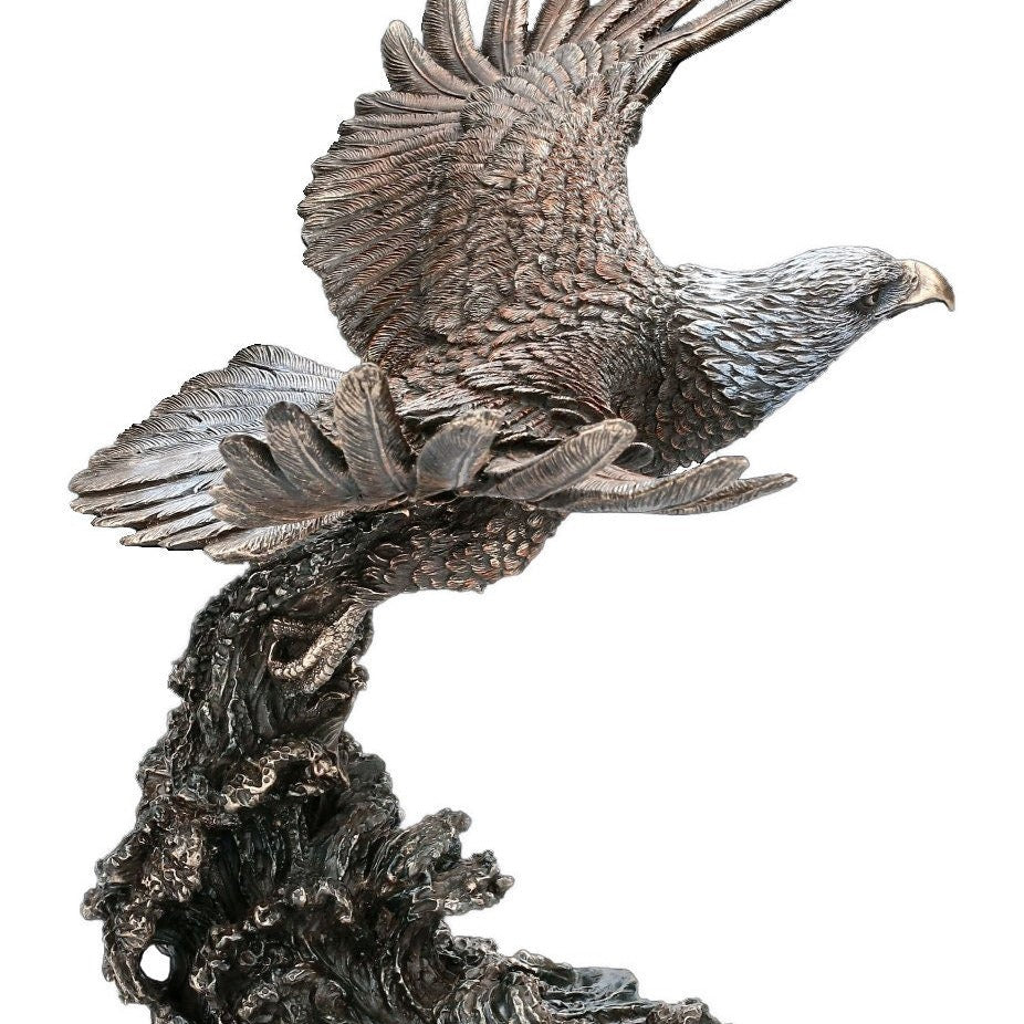 Large Bald Eagle Hunting Salmon Statue