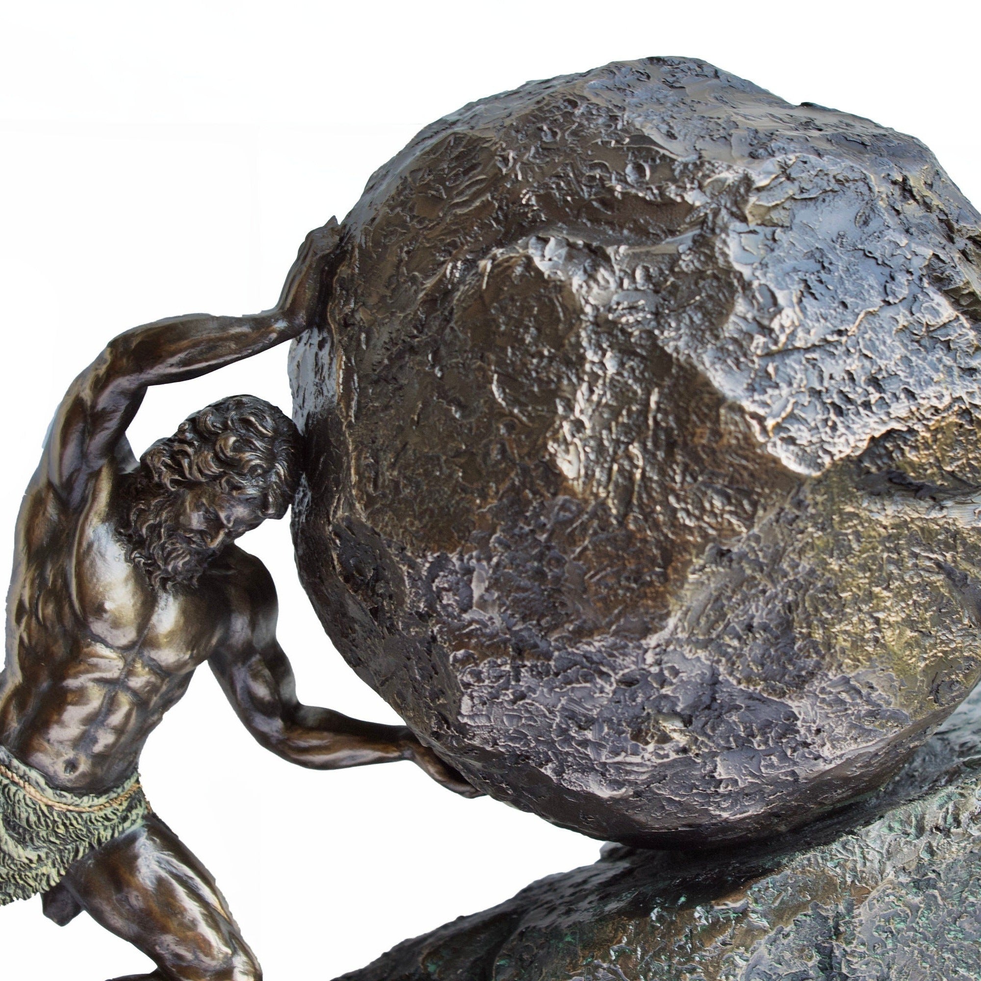 Sisyphus Statue.Sisyphus who pushes the Eternal Boulder.