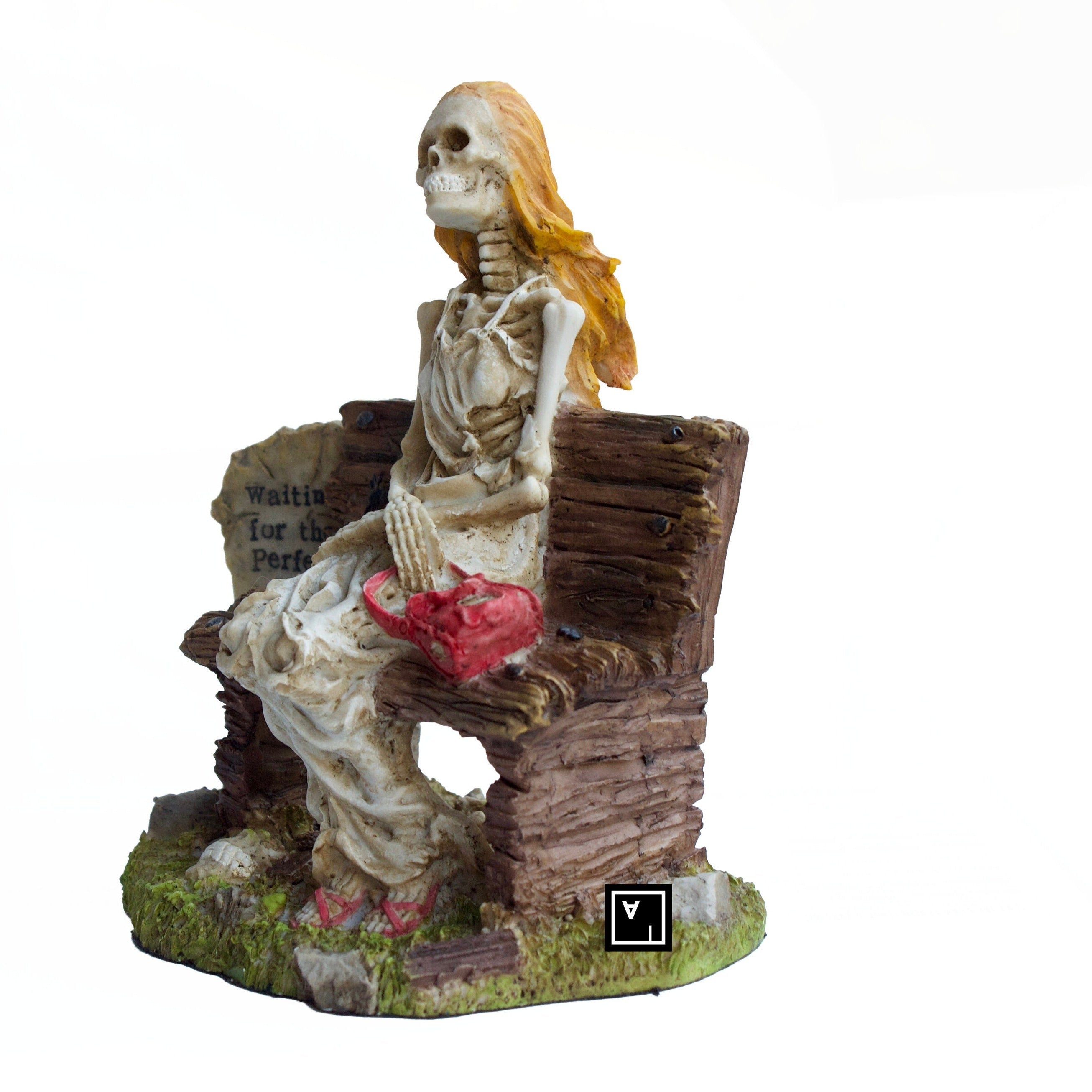 Hand-Painted Cold Cast Resin Skeleton Woman Figurine