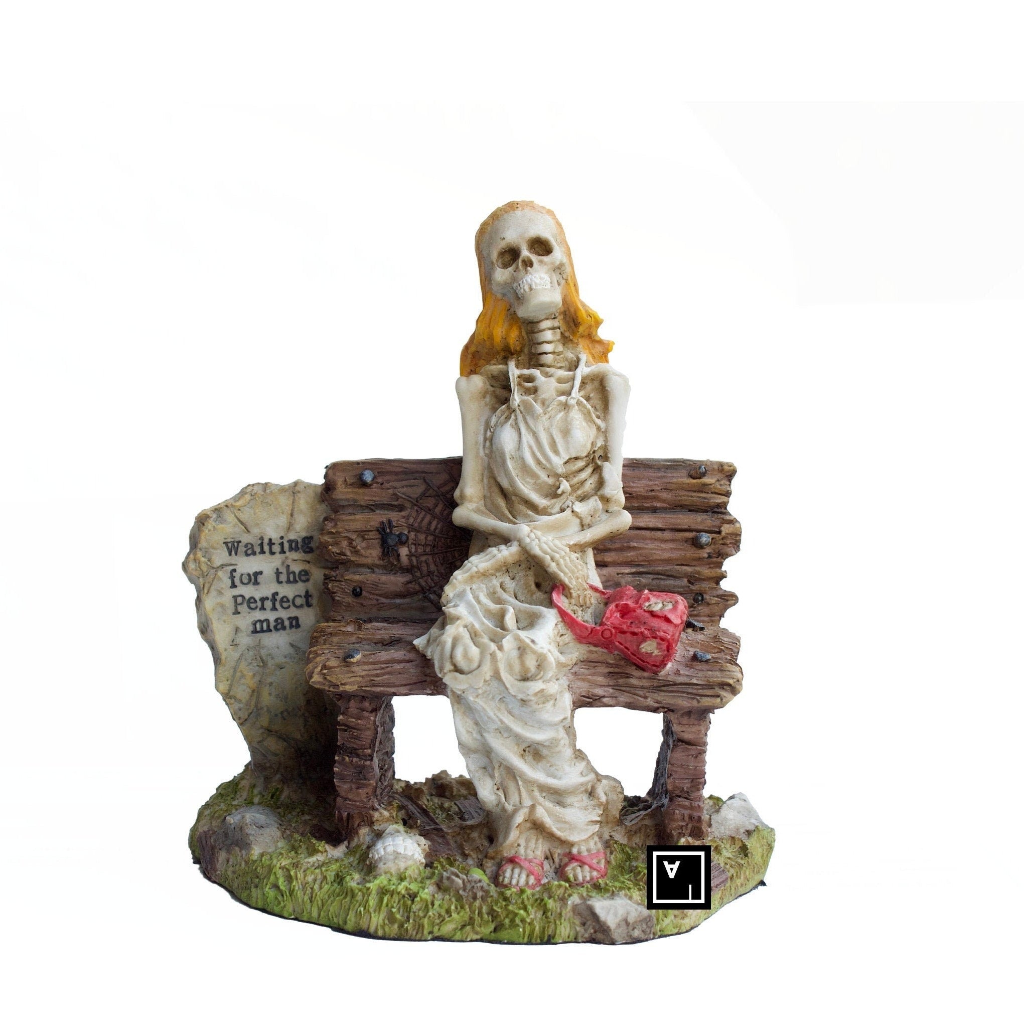 Hand-Painted Cold Cast Resin Skeleton Woman Figurine