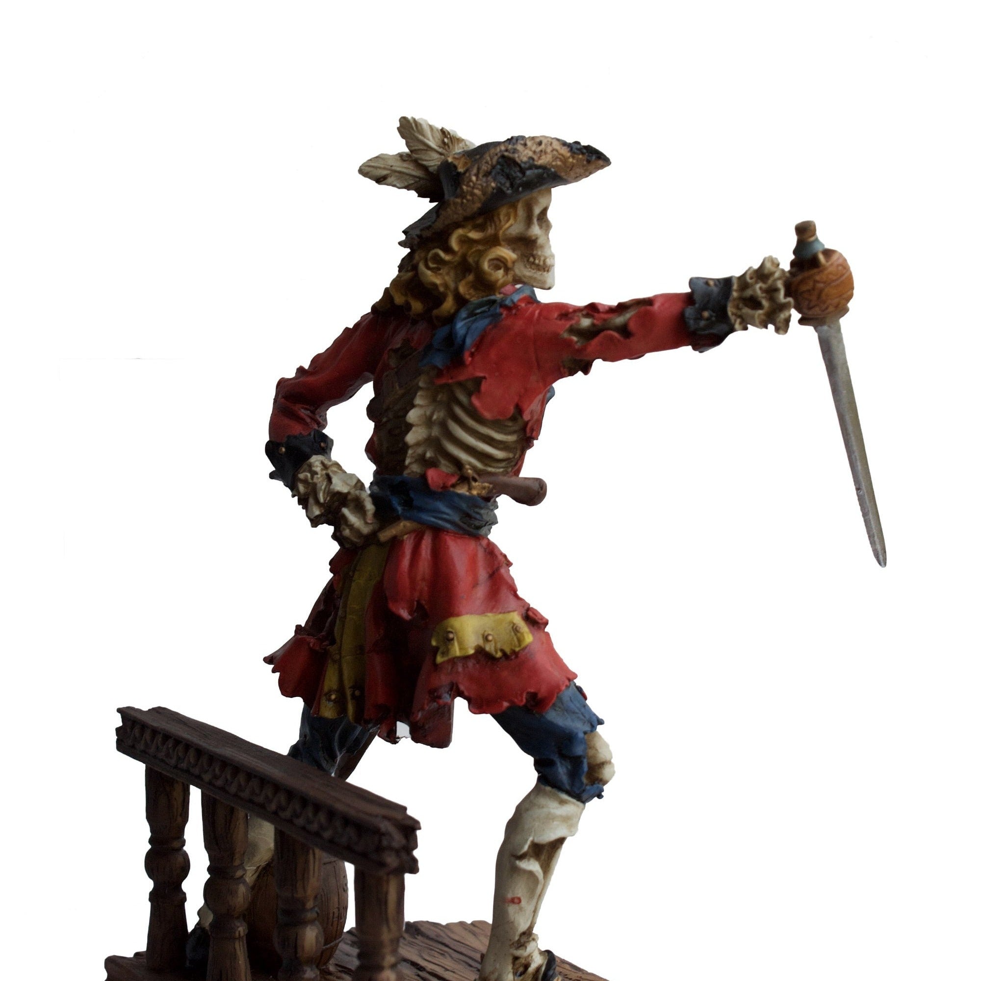 Skeleton Pirate Captain with Sword Statue.CALICO JACK Skeleton Figurine