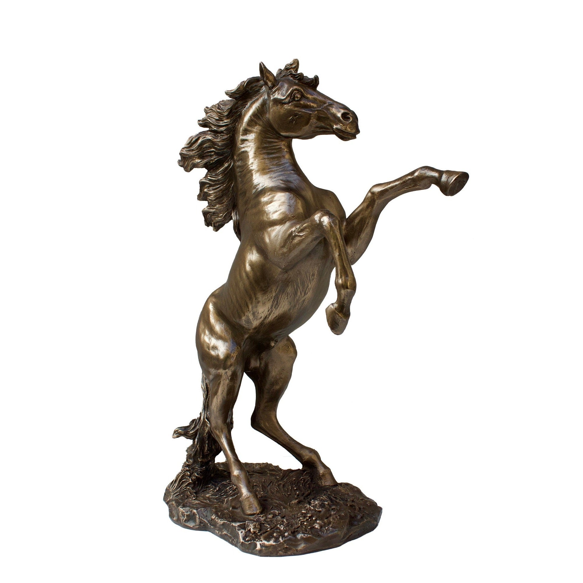 Rearing Horse Statue: Bronzed Resin Wild Horse Decor