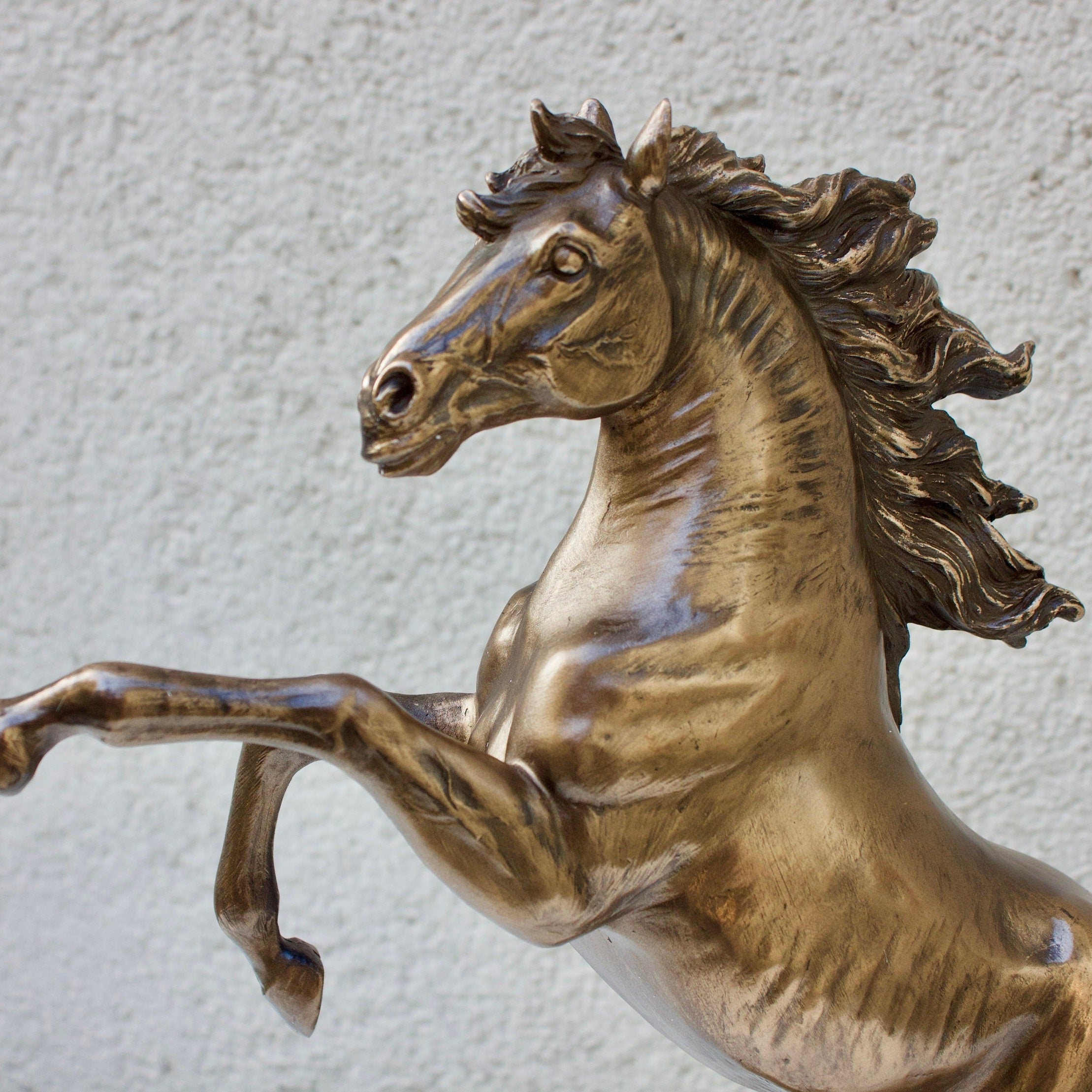 Rearing Horse Statue: Bronzed Resin Wild Horse Decor