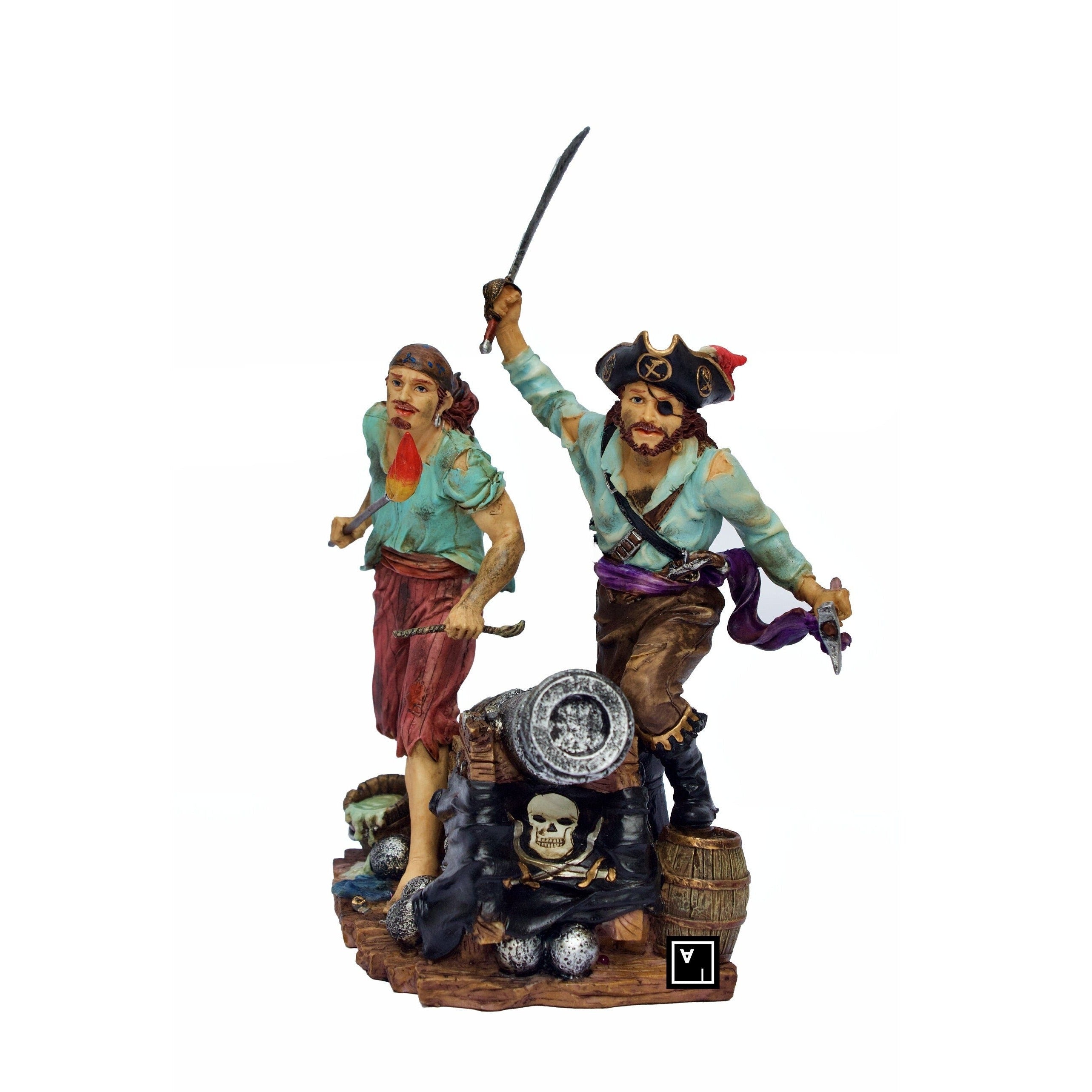 9.84 Inc Pirates with Cannon Ball Statue