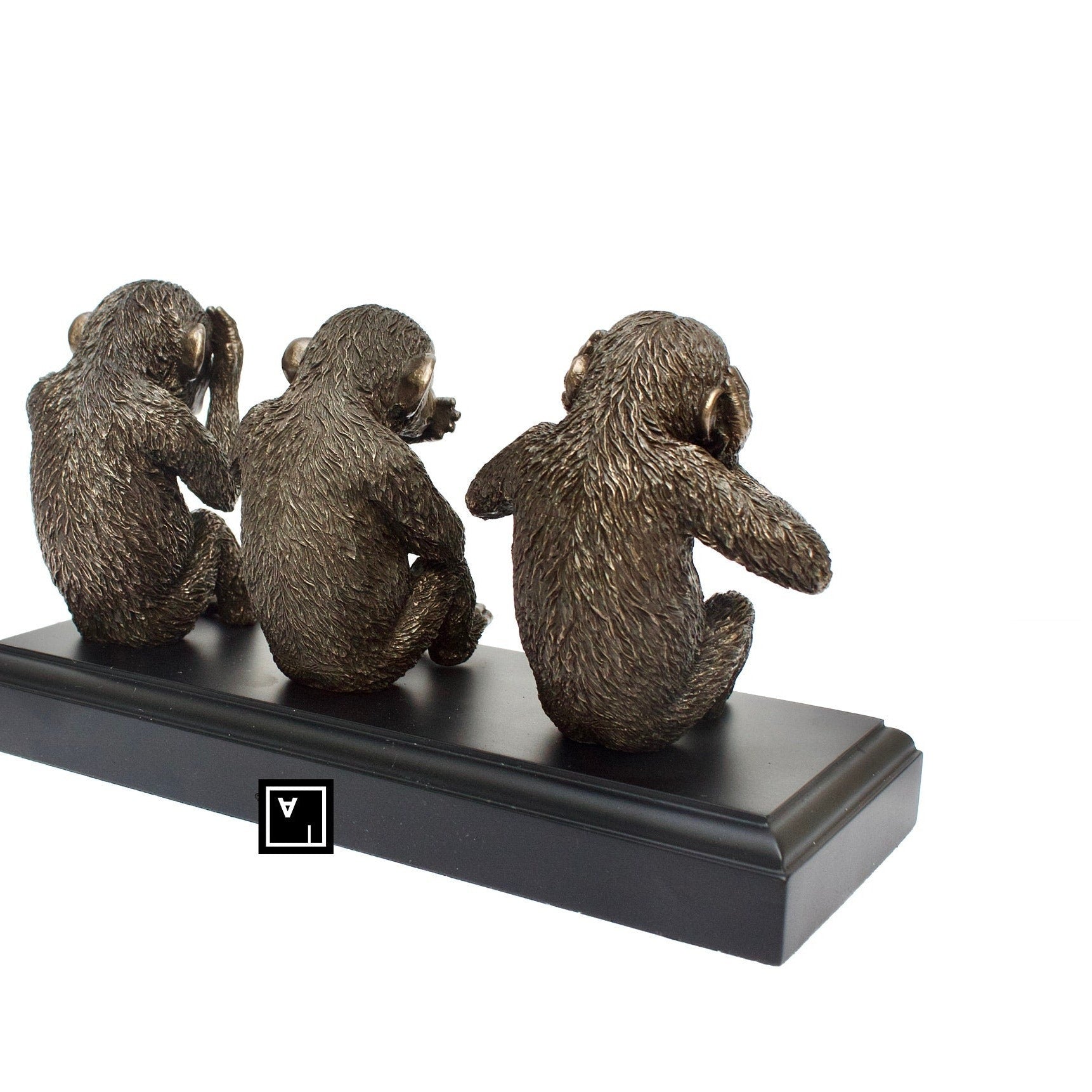 Three Wise Monkeys Statue: Veronese Bronze Resin Decor