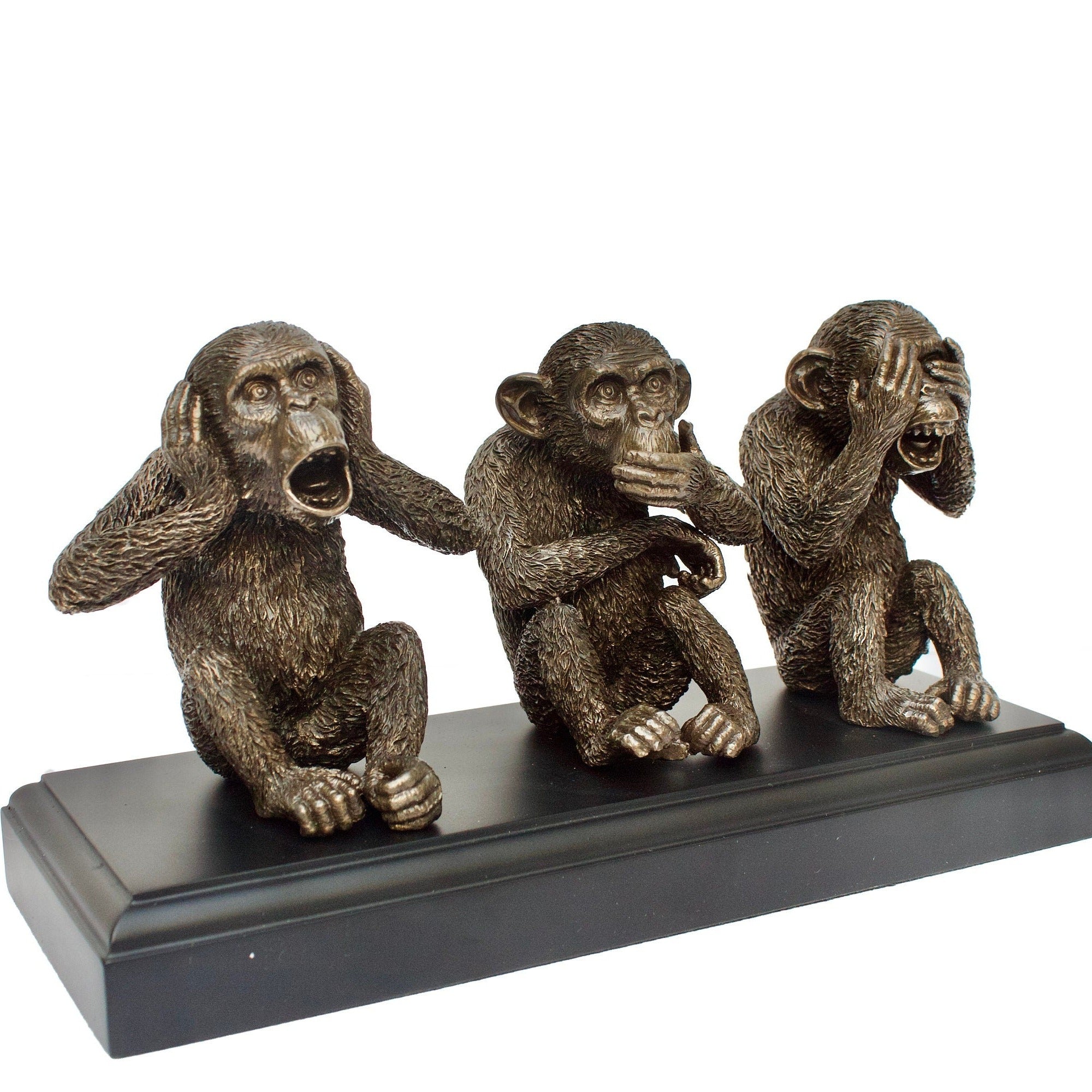 Three Wise Monkeys Statue: Veronese Bronze Resin Decor