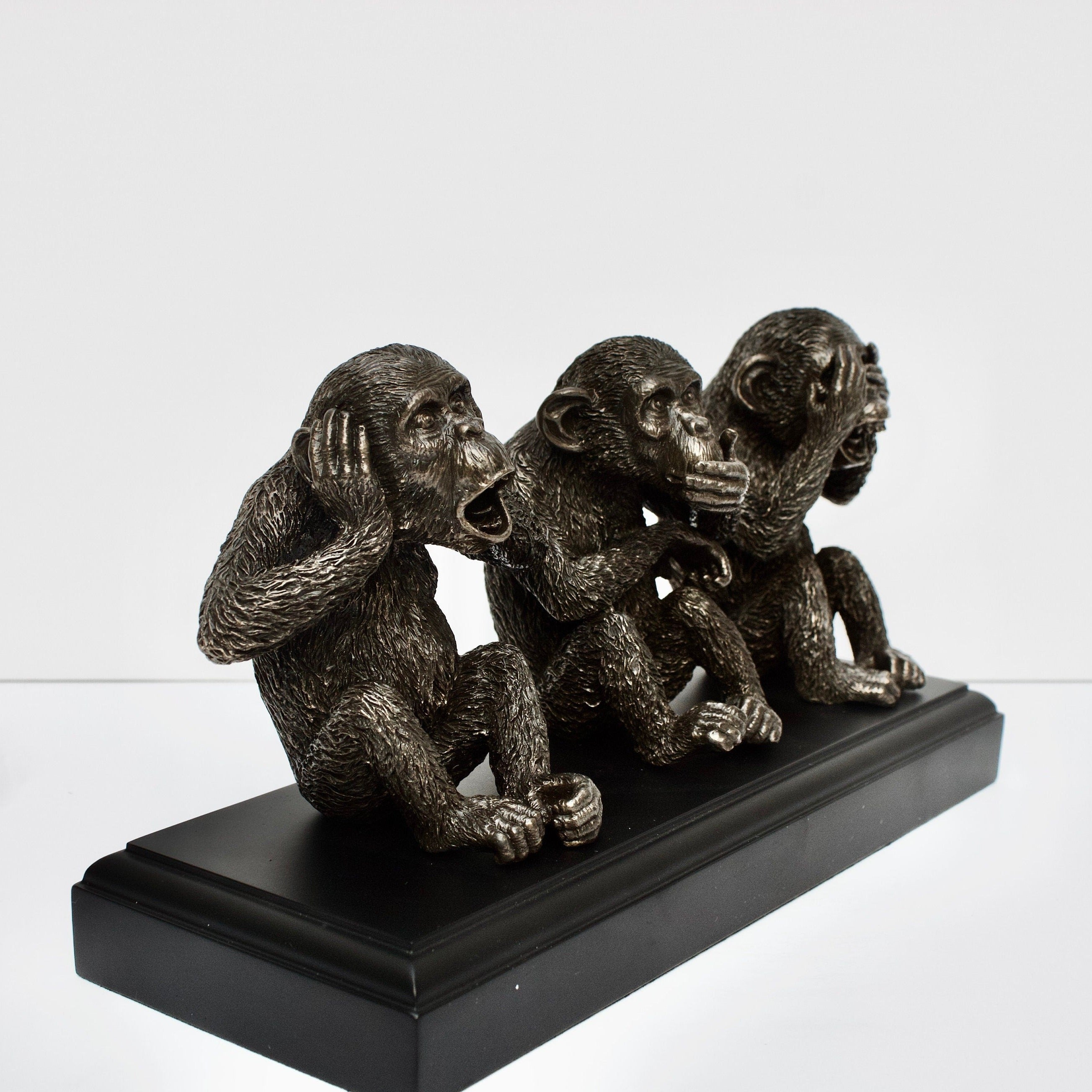 Three Wise Monkeys Statue: Veronese Bronze Resin Decor