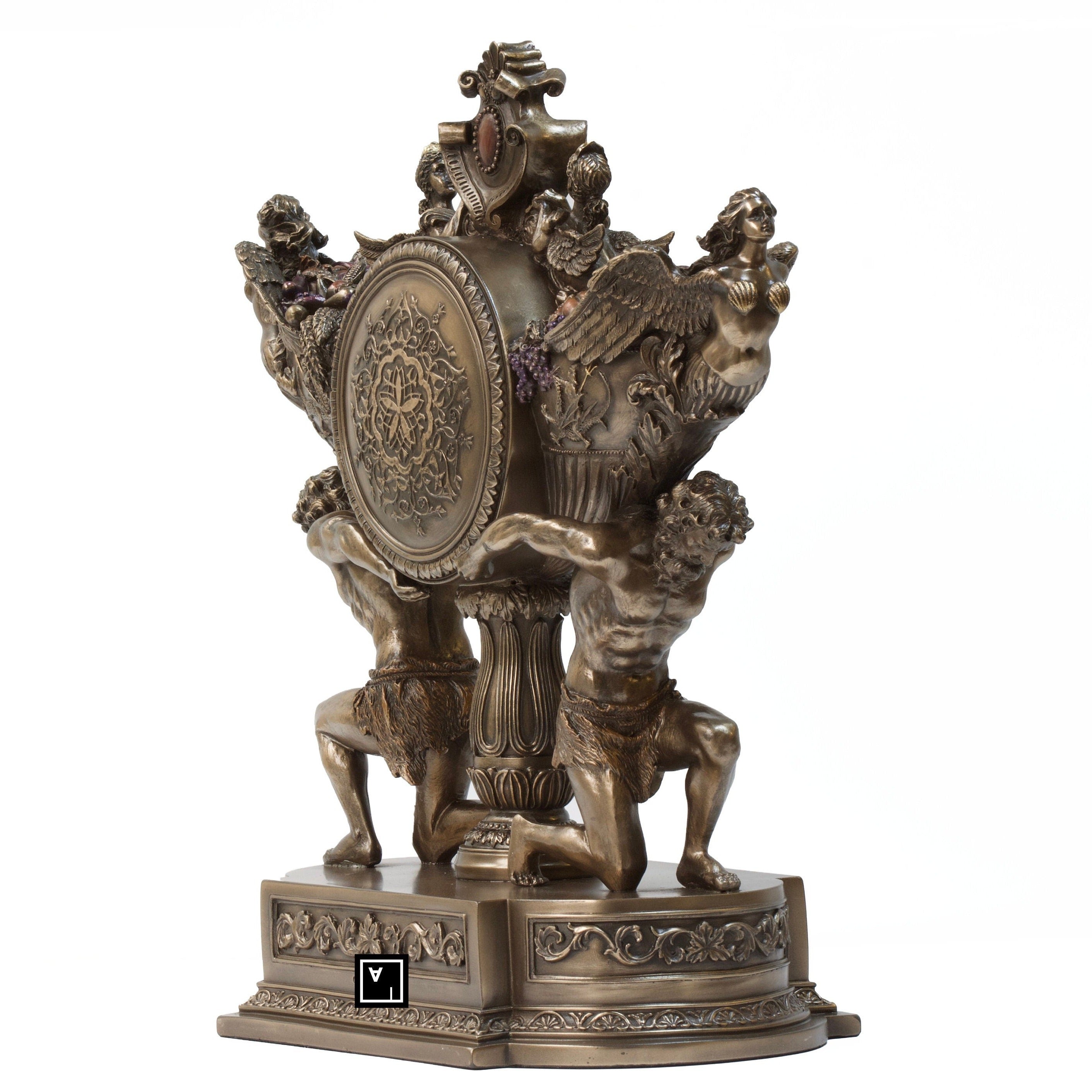 Art Nouveau Table Clock: Strong Men Vessel, Veronese Design