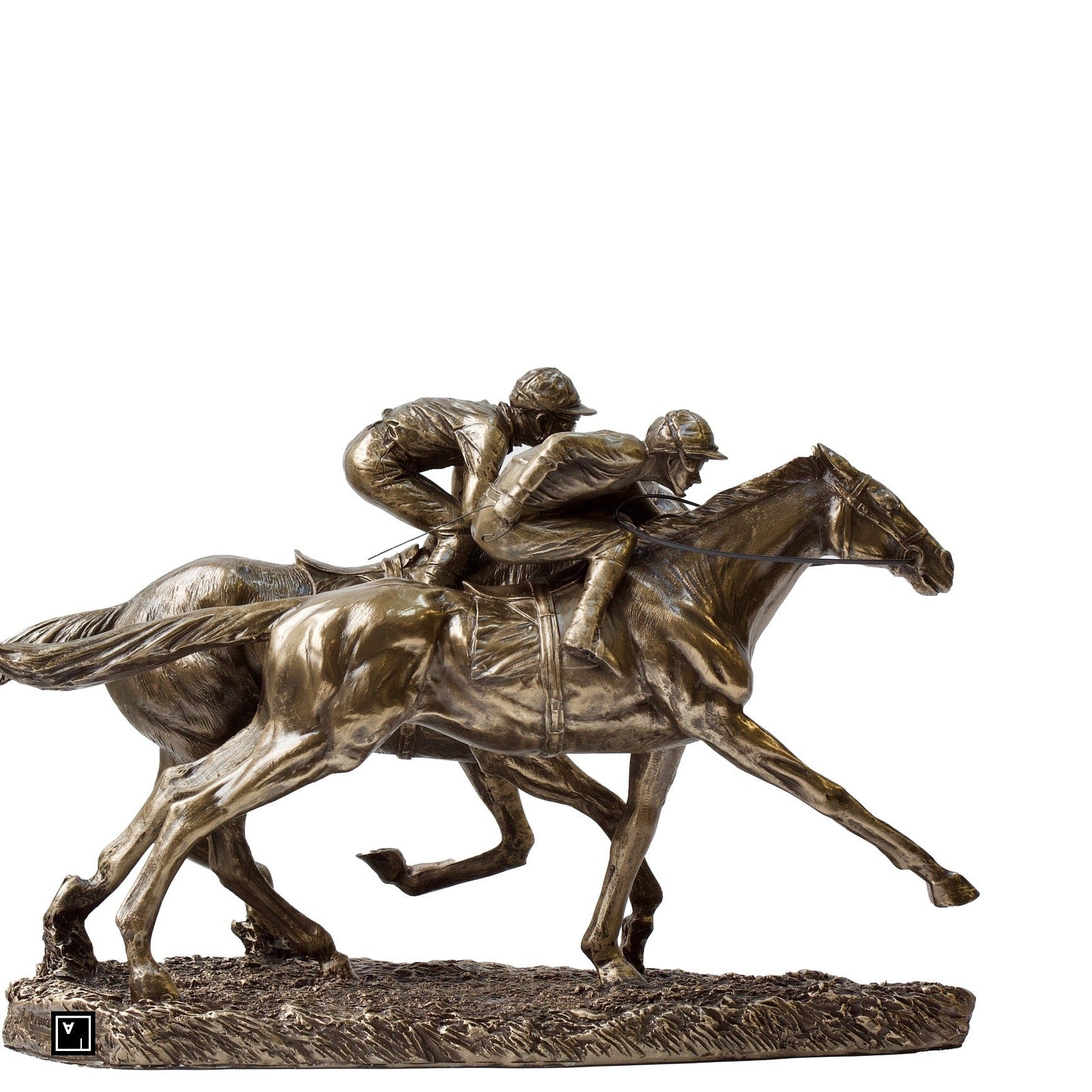 Bronzed Horse Race Statue: Two Jockeys, Veronese Design