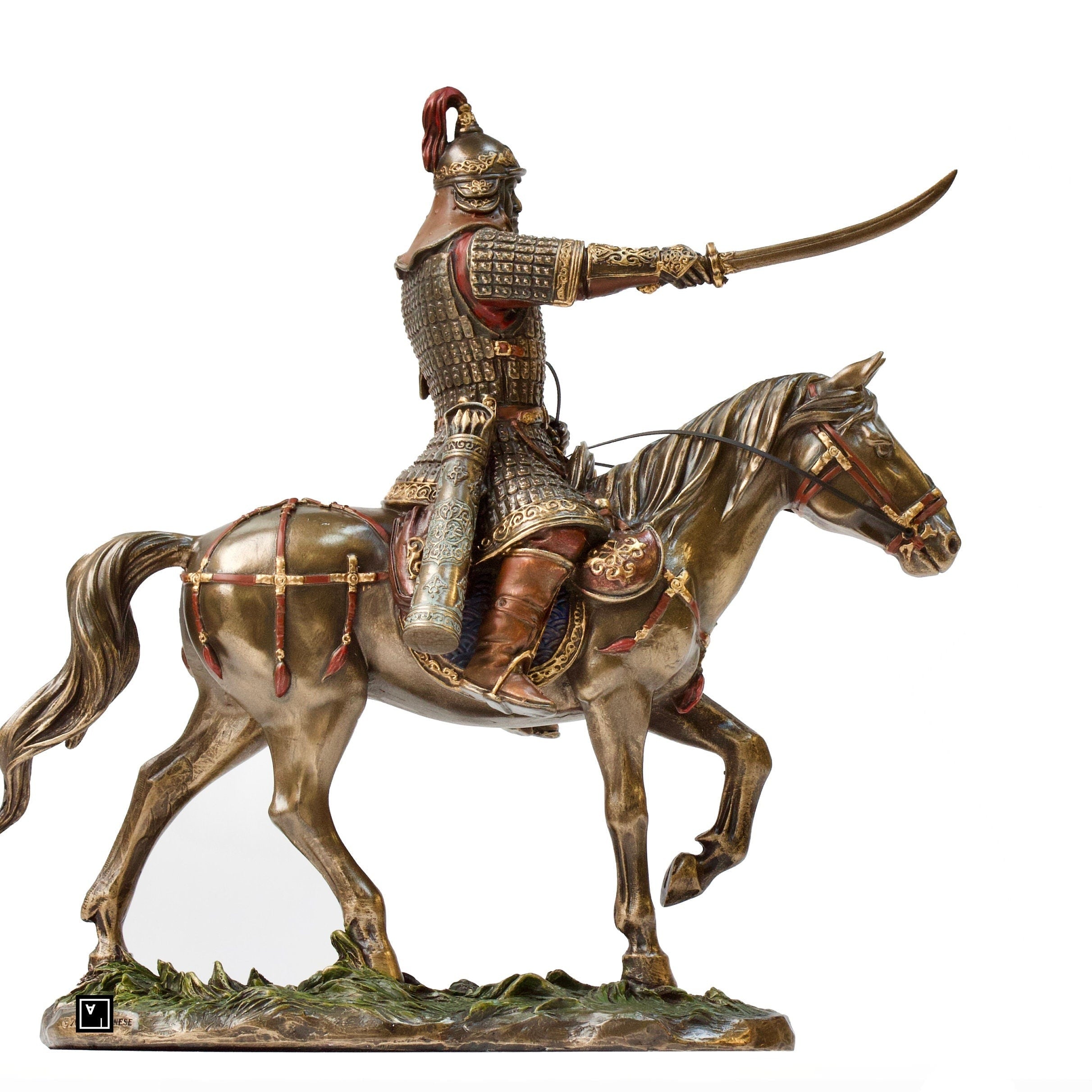Genghis Khan Statue: Cold Cast Bronze Mongolian Warrior