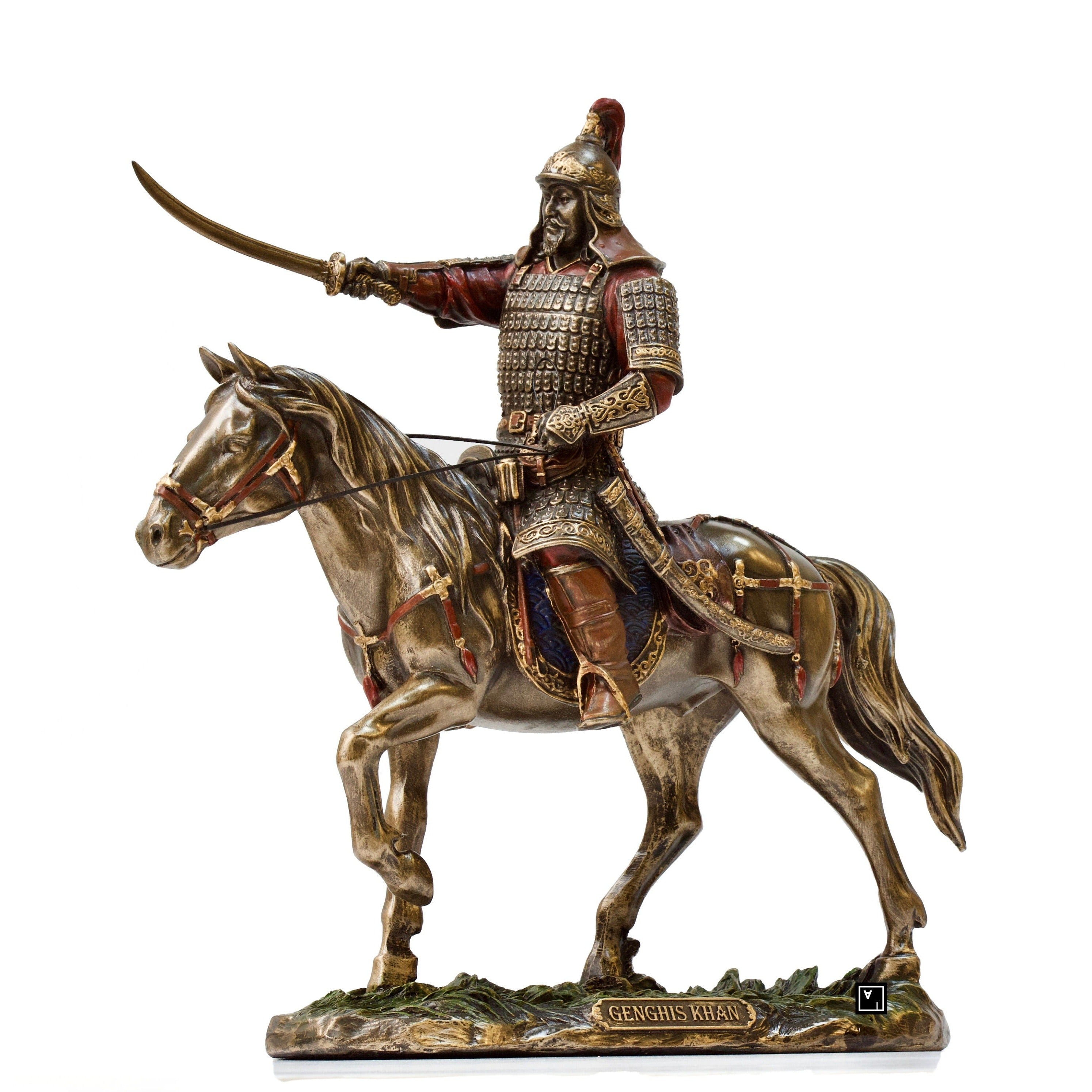 Genghis Khan Statue: Cold Cast Bronze Mongolian Warrior