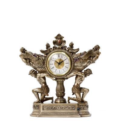 Art Nouveau Table Clock: Strong Men Vessel, Veronese Design