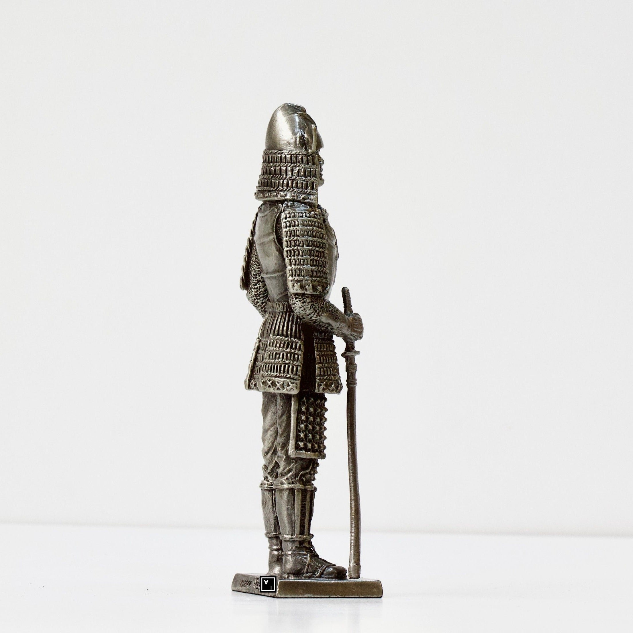 Samurai Uesugi Kenshin Statue. Solid Pewter Samurai Figurine.