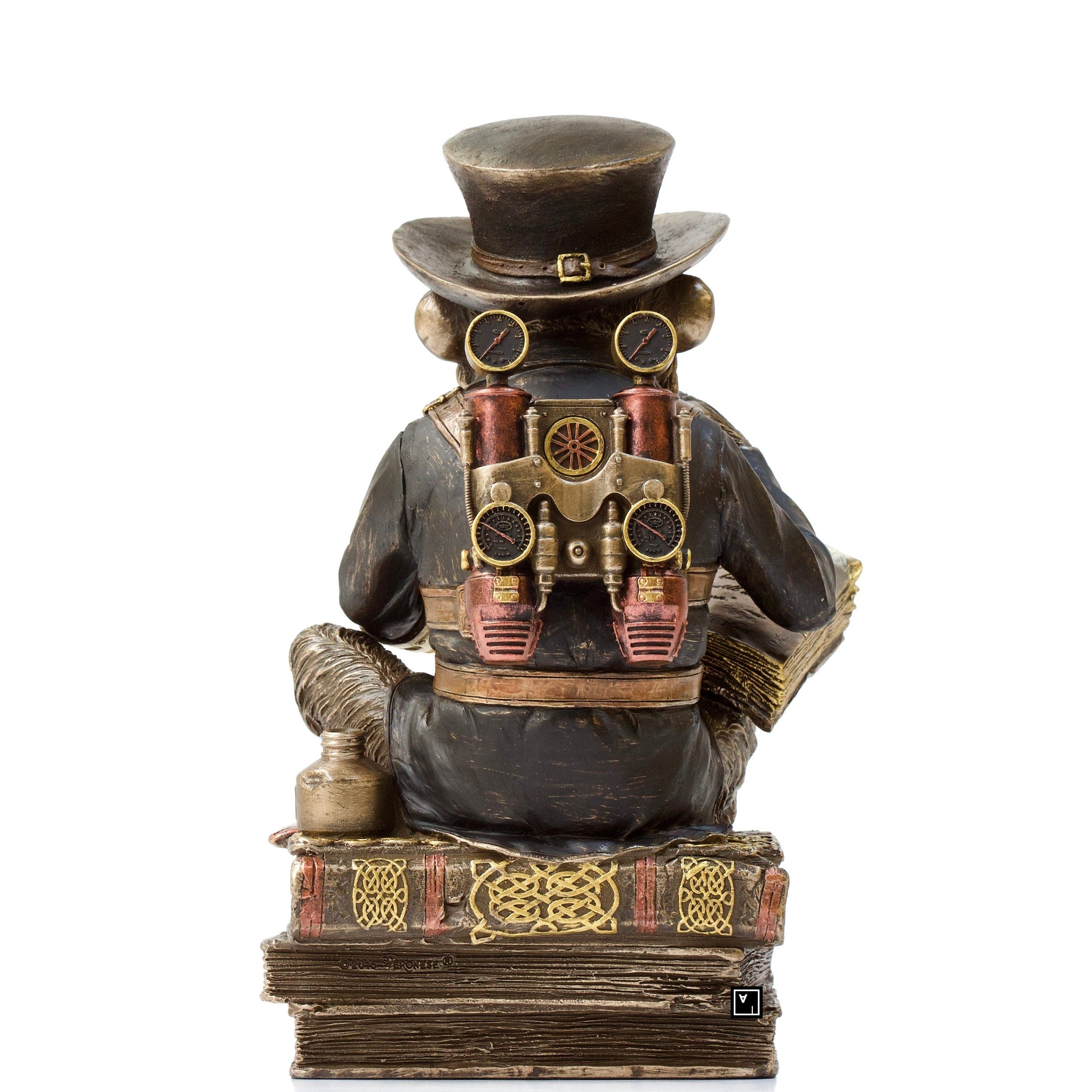 Steampunk Chimpanzee Professor Statue: Bronzed Resin Figurine