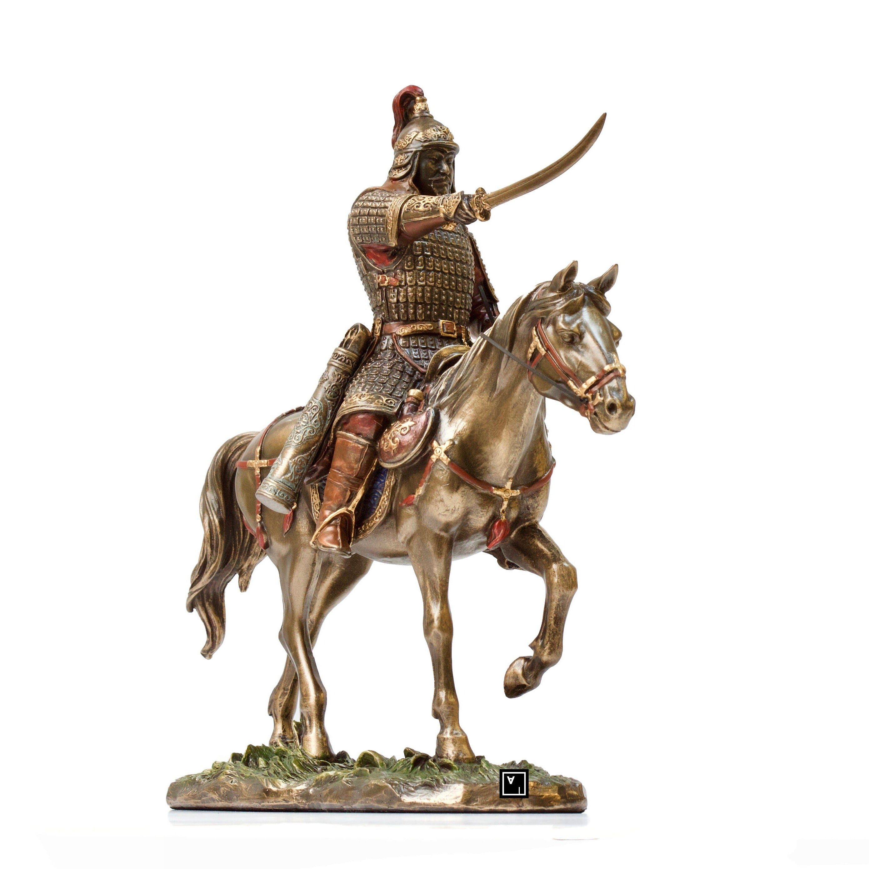 Genghis Khan Statue: Cold Cast Bronze Mongolian Warrior