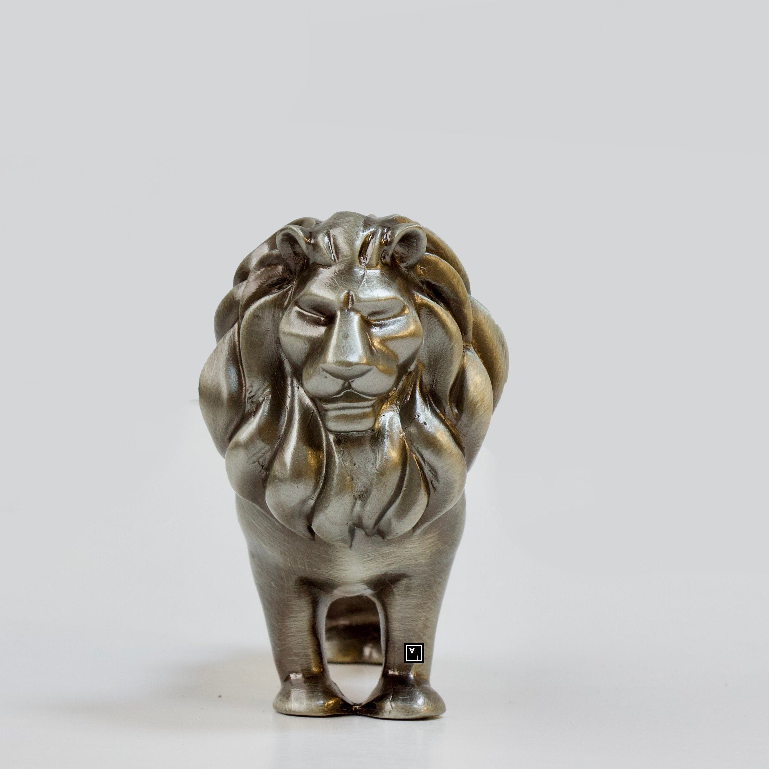 Solid Pewter Lion Statue: Veronese Design Sculpture Paperweight