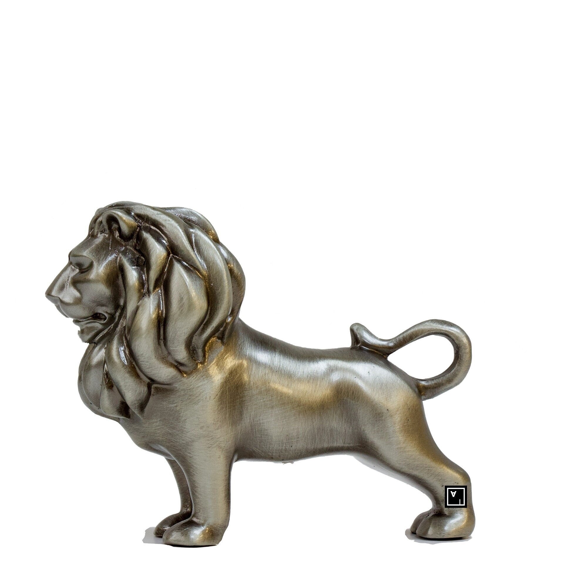 Solid Pewter Lion Statue: Veronese Design Sculpture Paperweight