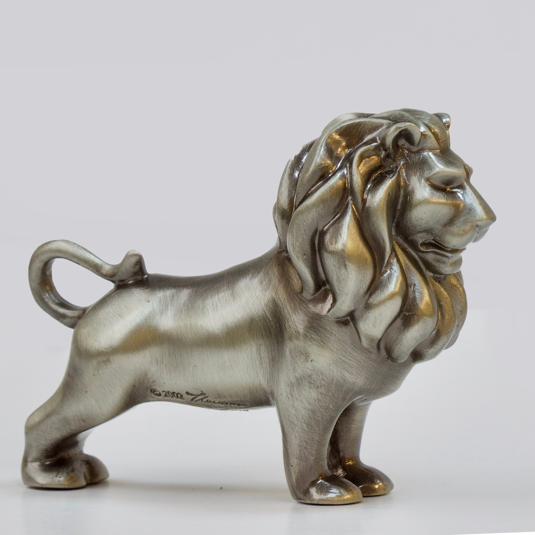 Solid Pewter Lion Statue: Veronese Design Sculpture Paperweight