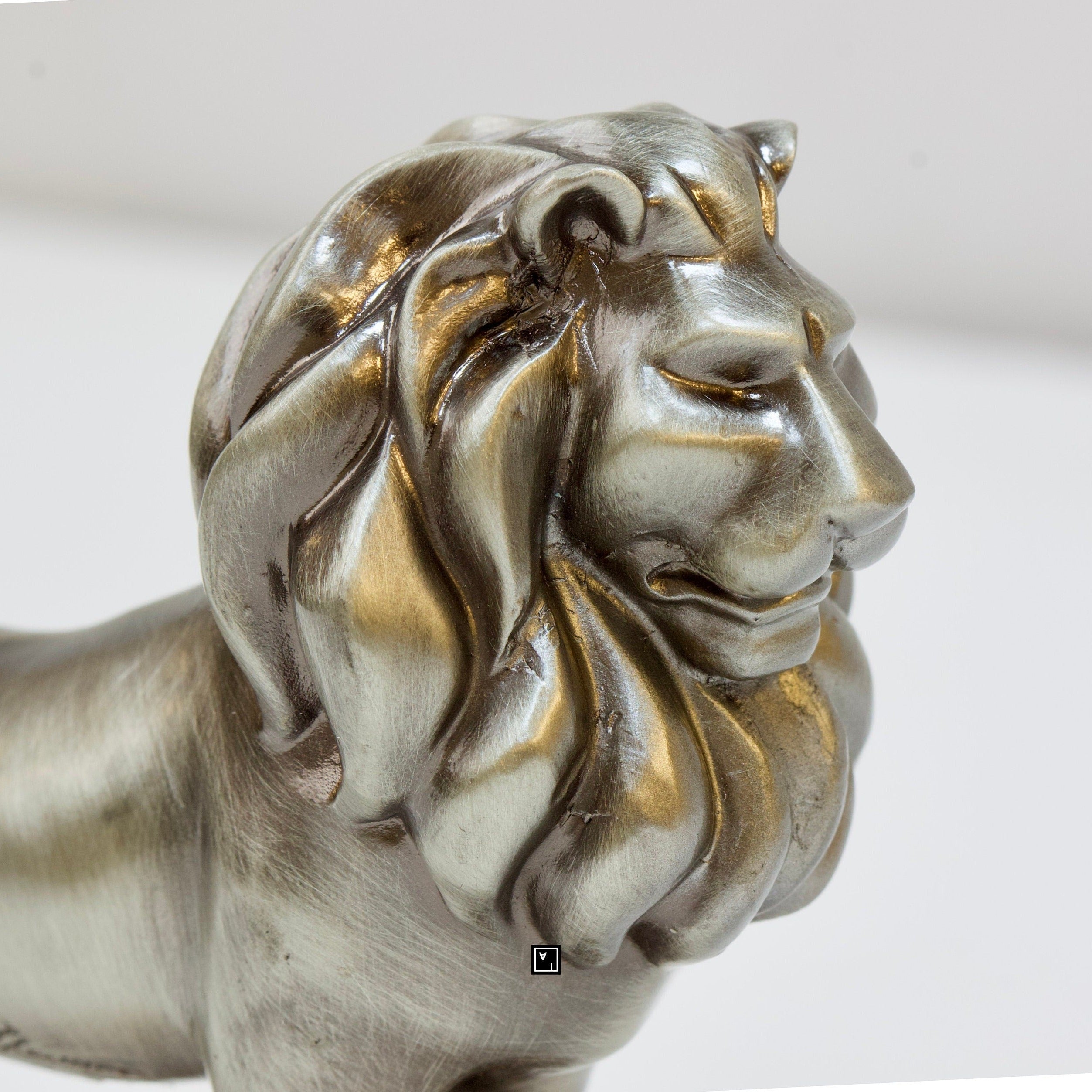 Solid Pewter Lion Statue: Veronese Design Sculpture Paperweight