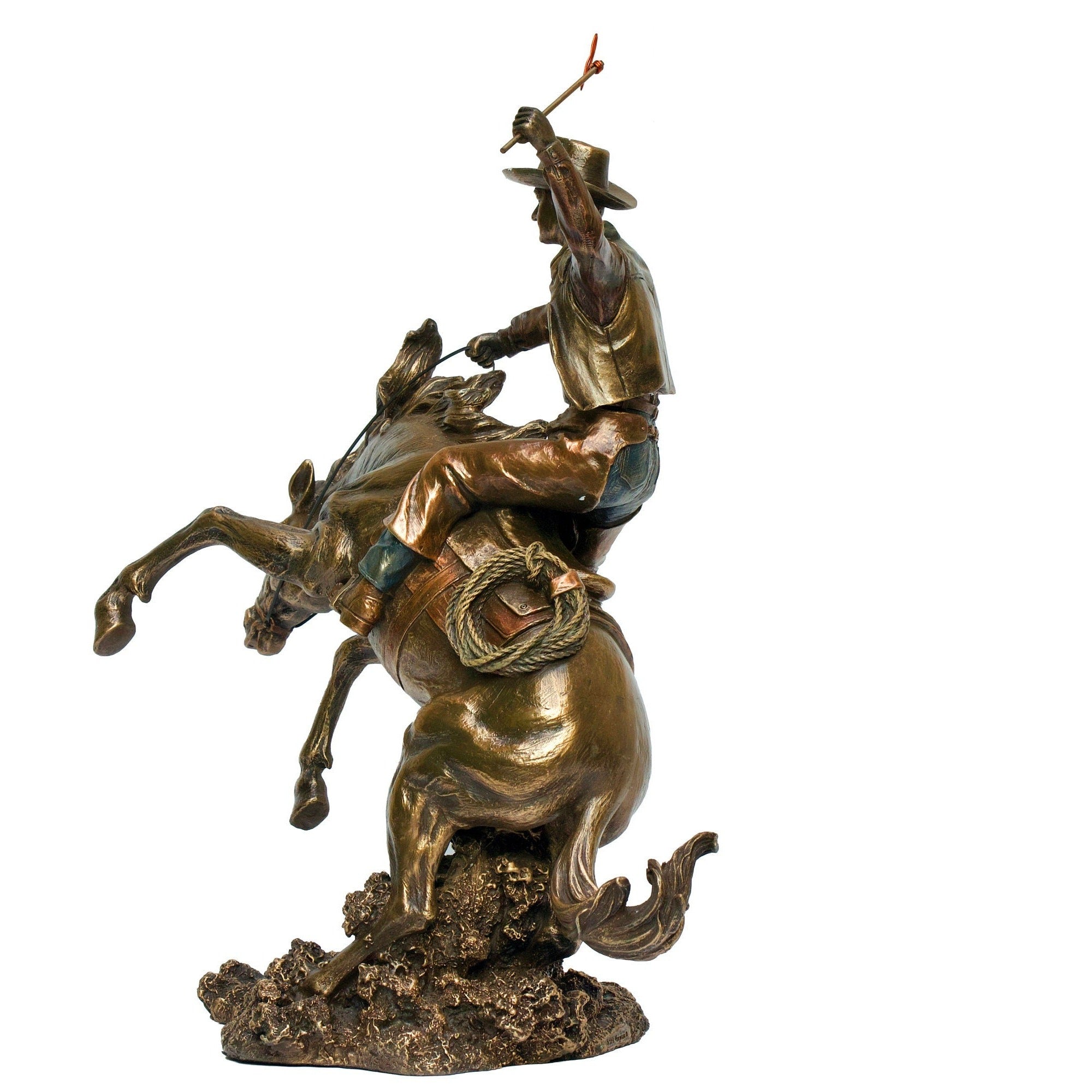 Cowboy Statue Figurine.Wild Rodeo Ride. The Bronco Buster Sculpture