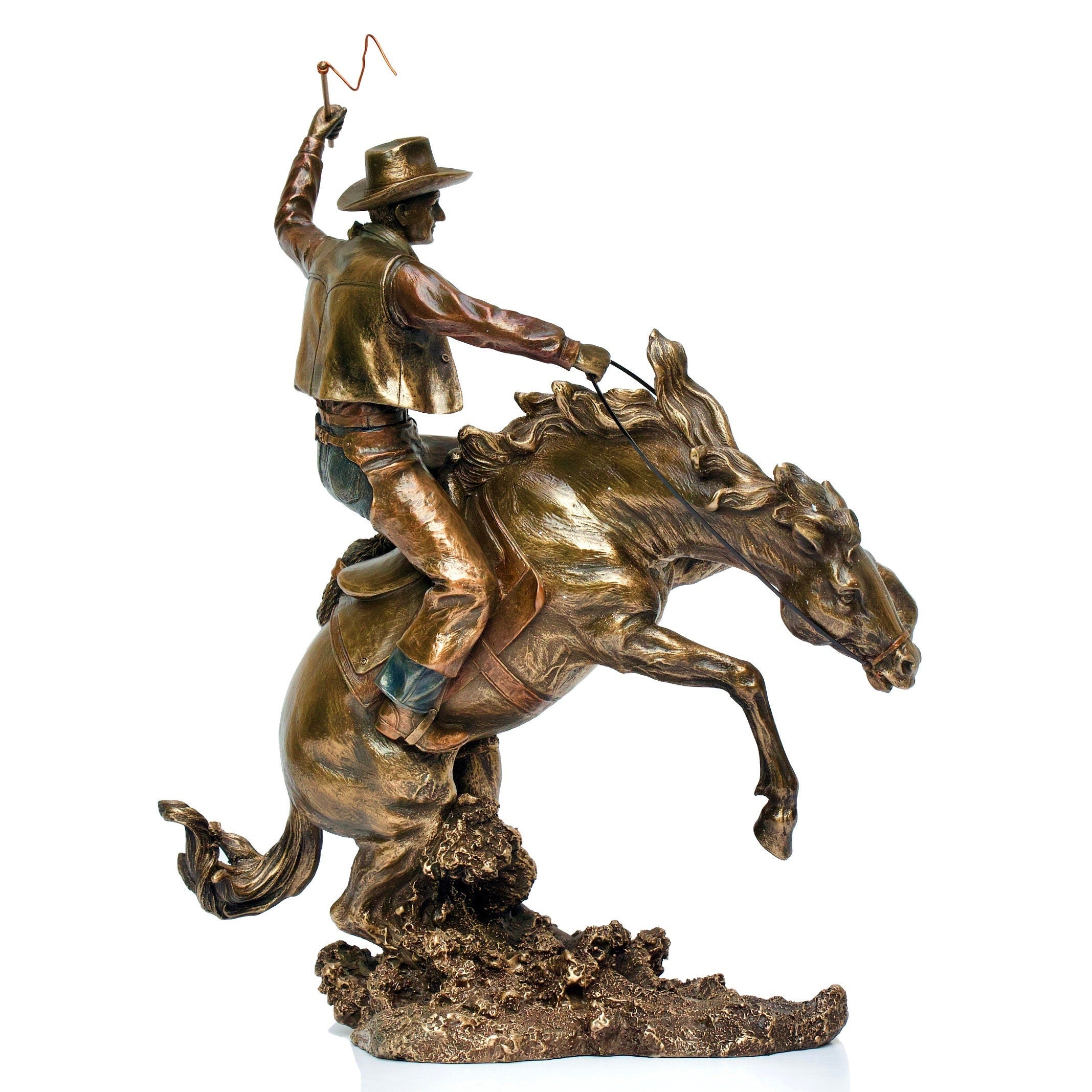 Cowboy Statue Figurine.Wild Rodeo Ride. The Bronco Buster Sculpture