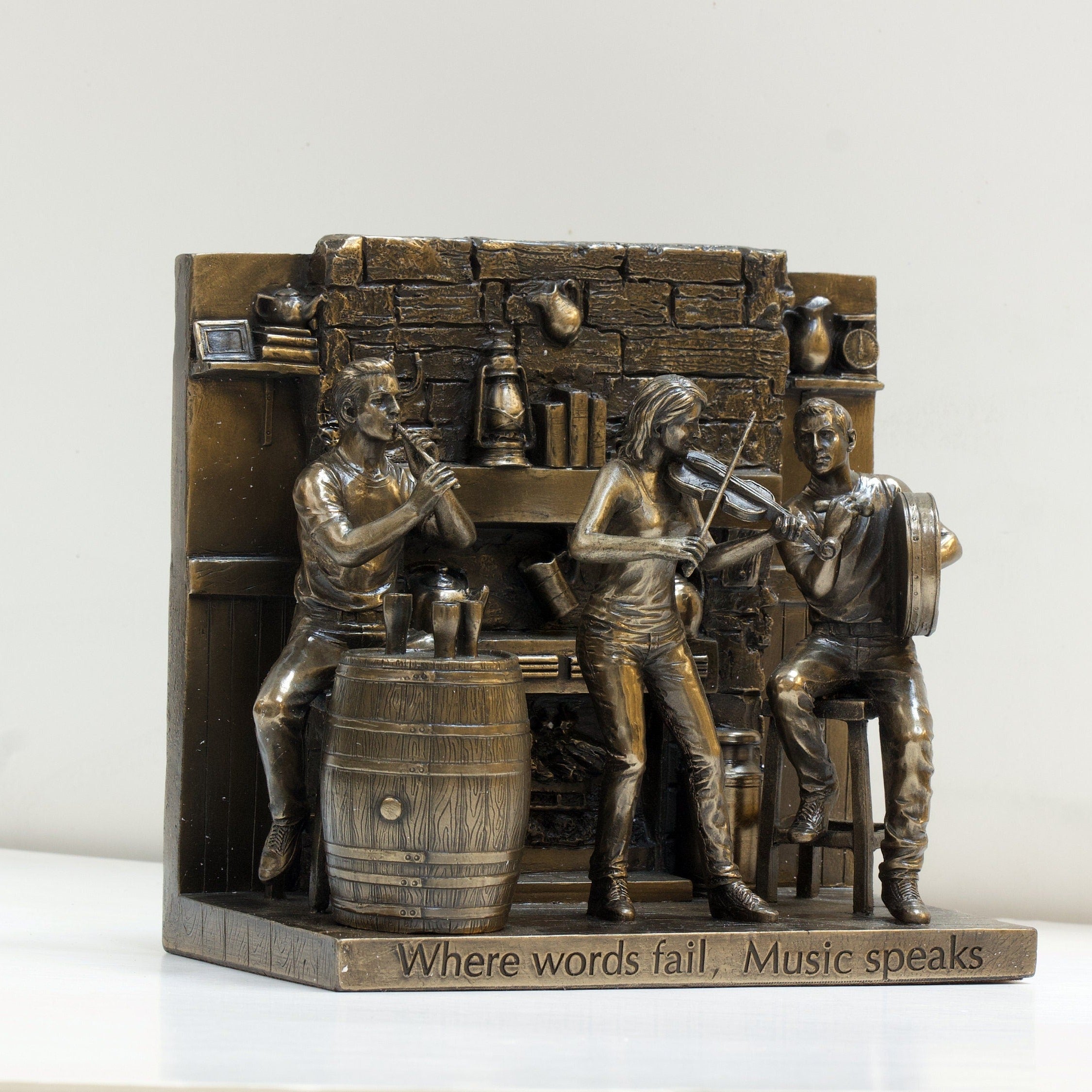 Jazz Musicians Statue.Musicians Bookend.Where Words Fail Music Speaks