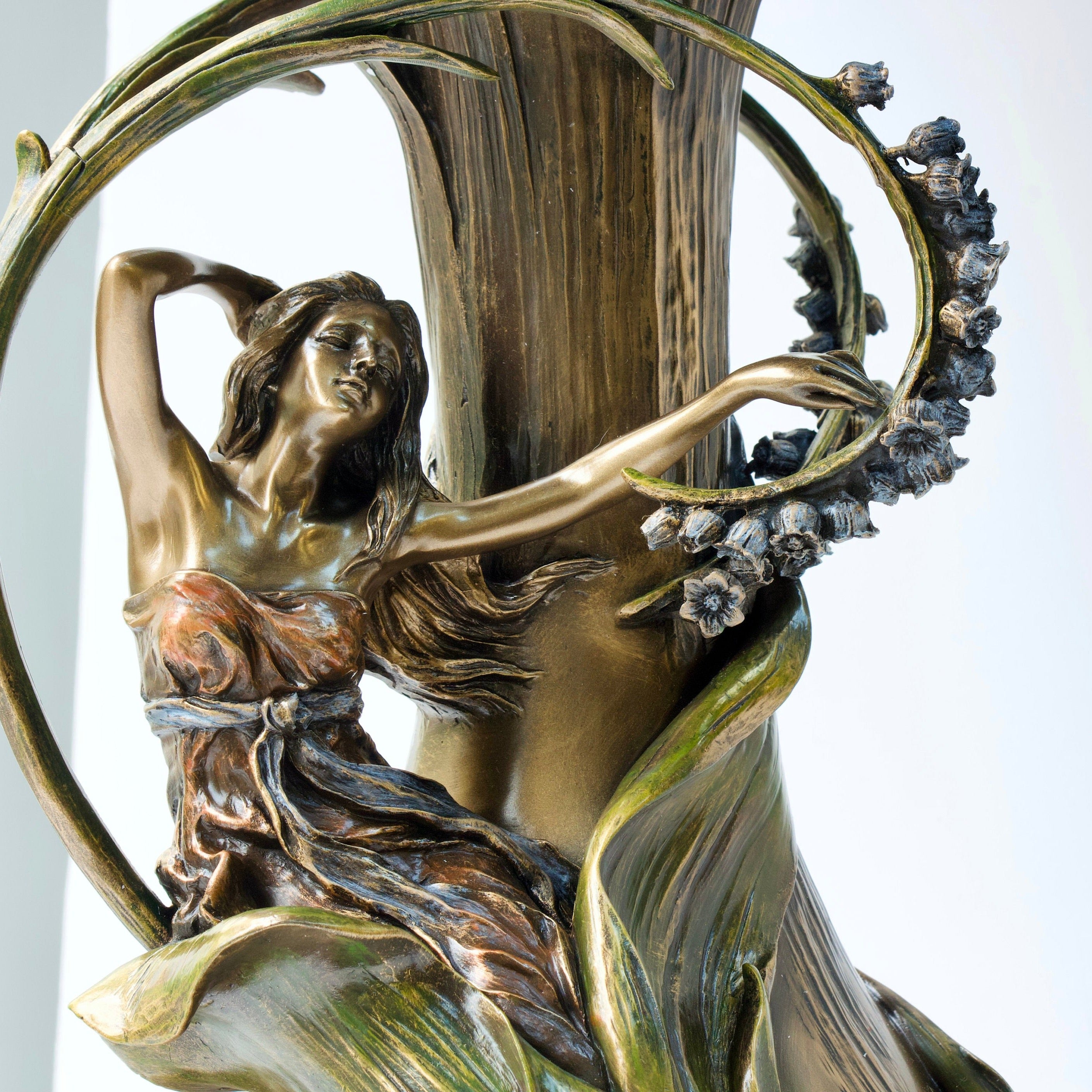 15.35 Inc Art Nouveau Vase with Hyacinths and Woman shape
