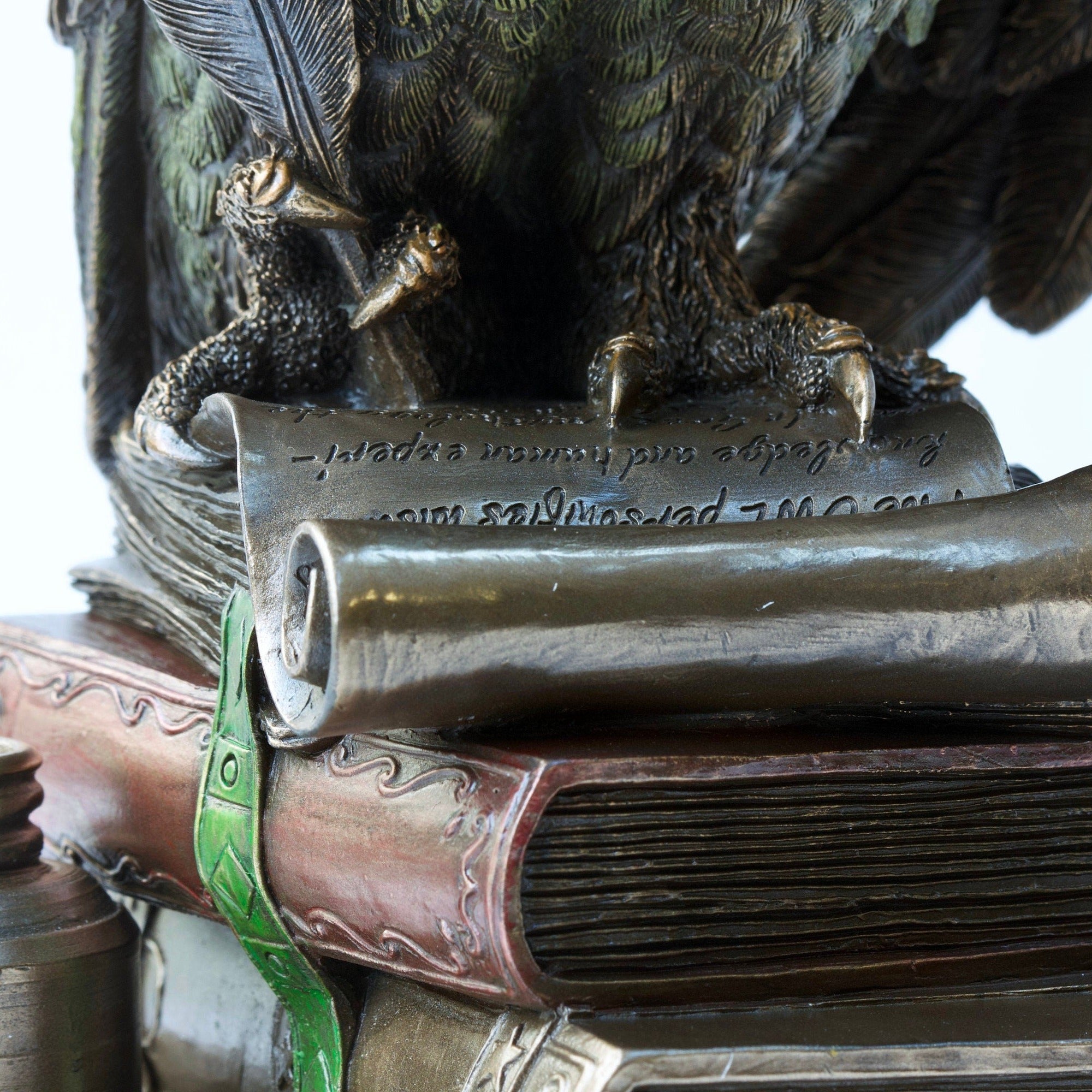 Owl Sculpture: Wise Bird on Books Figurine