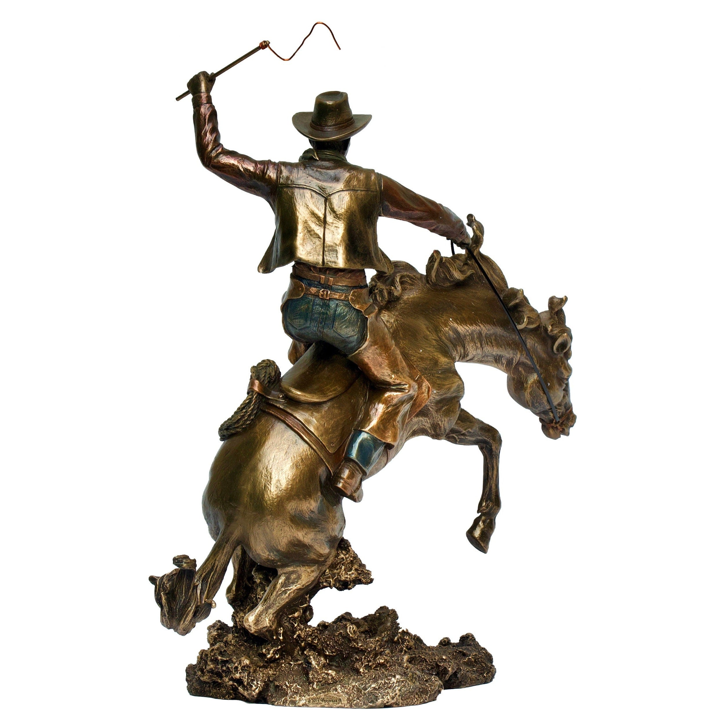 Cowboy Statue Figurine.Wild Rodeo Ride. The Bronco Buster Sculpture