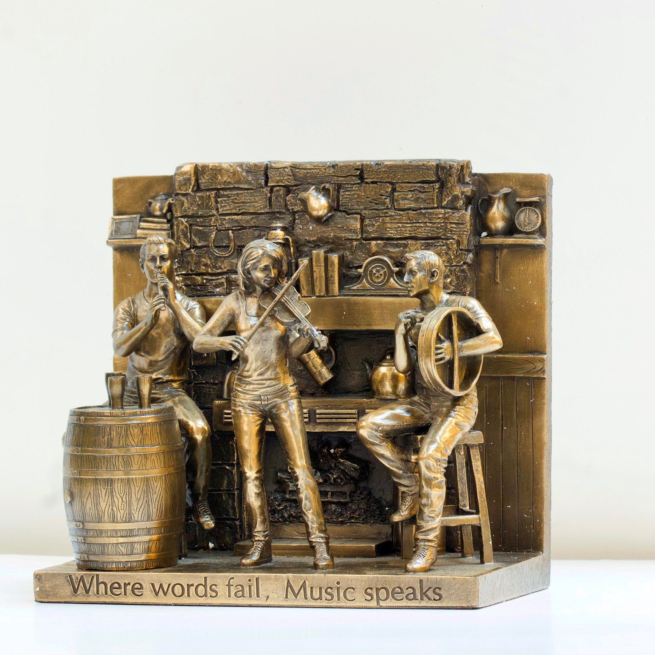 Jazz Musicians Statue.Musicians Bookend.Where Words Fail Music Speaks