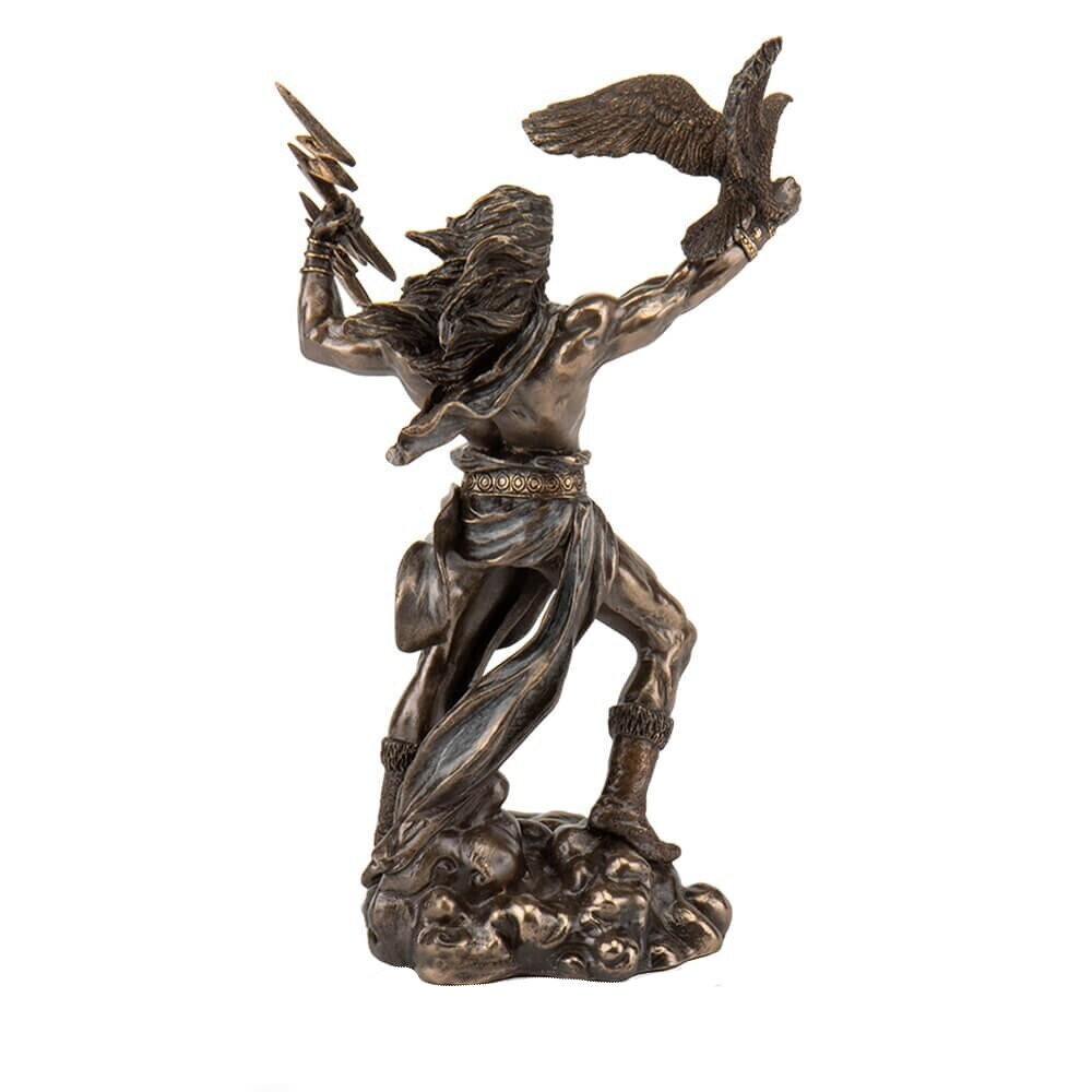 Greek God Zeus Holding Thunder and Eagle Statue