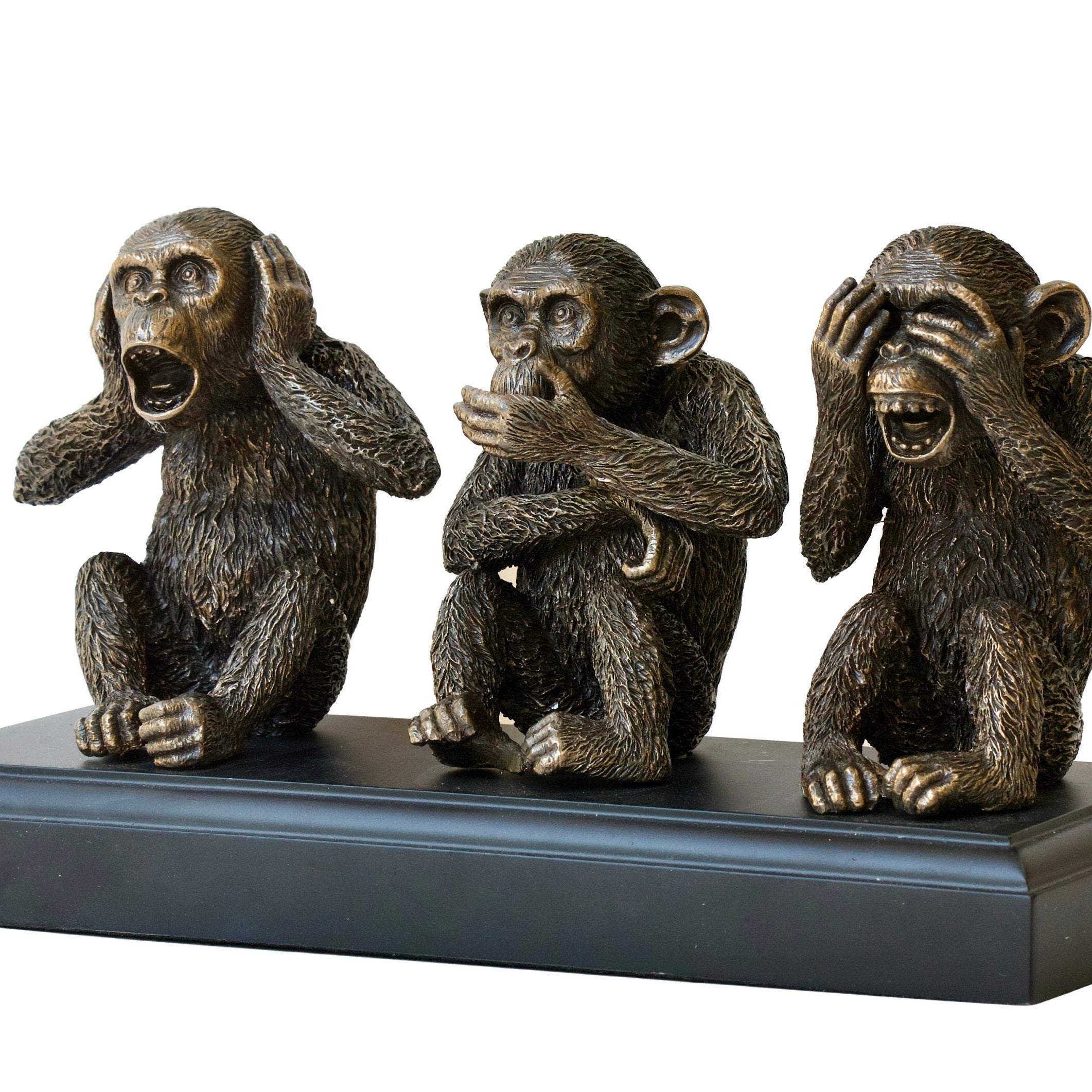 Three Wise Monkeys Statue: Veronese Bronze Resin Decor