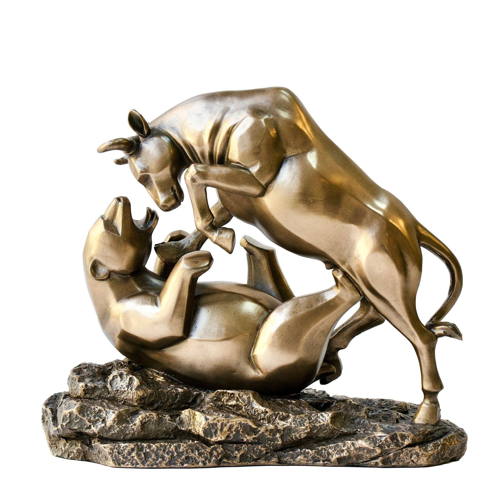 Bronze Bull and Bear Sculpture: Stock Market Gift