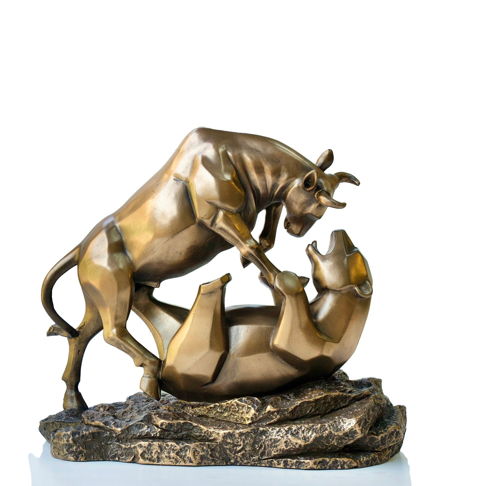 Bronze Bull and Bear Sculpture: Stock Market Gift