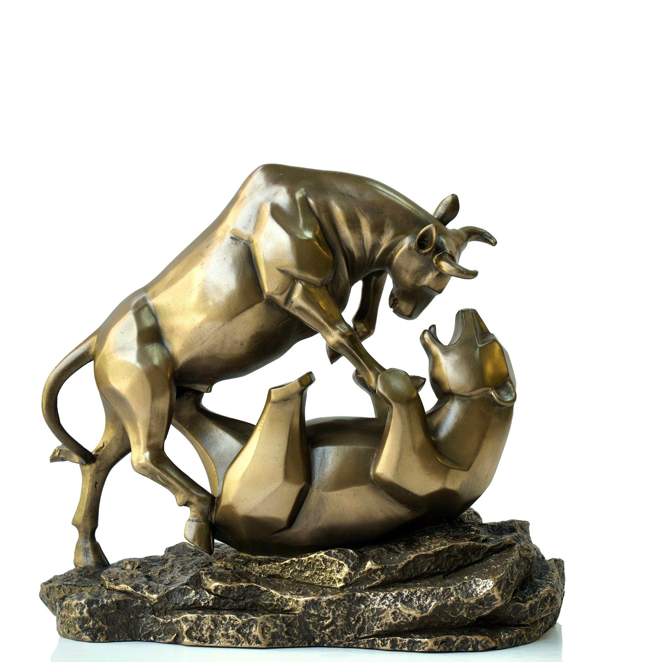 Bronze Bull and Bear Sculpture: Stock Market Gift