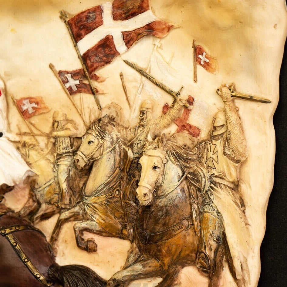 Battle of Hattin Wooden Wall Plaque: Medieval Knight Templar Decor