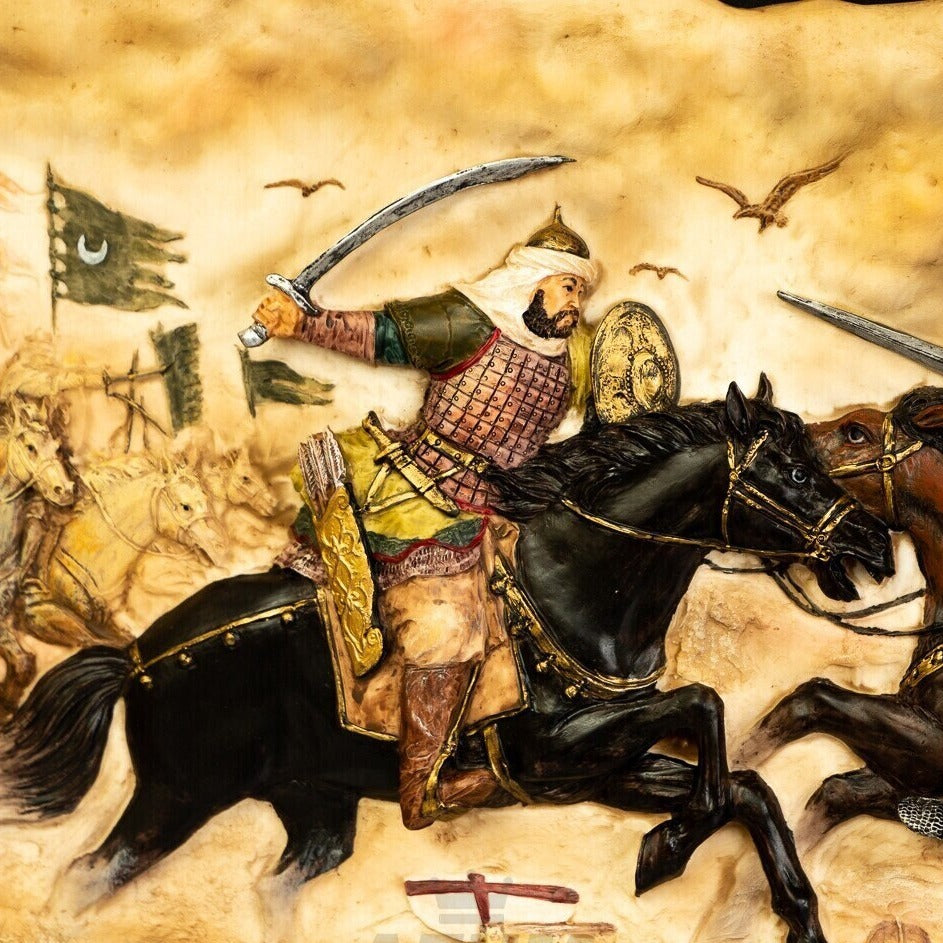 Battle of Hattin Wooden Wall Plaque: Medieval Knight Templar Decor
