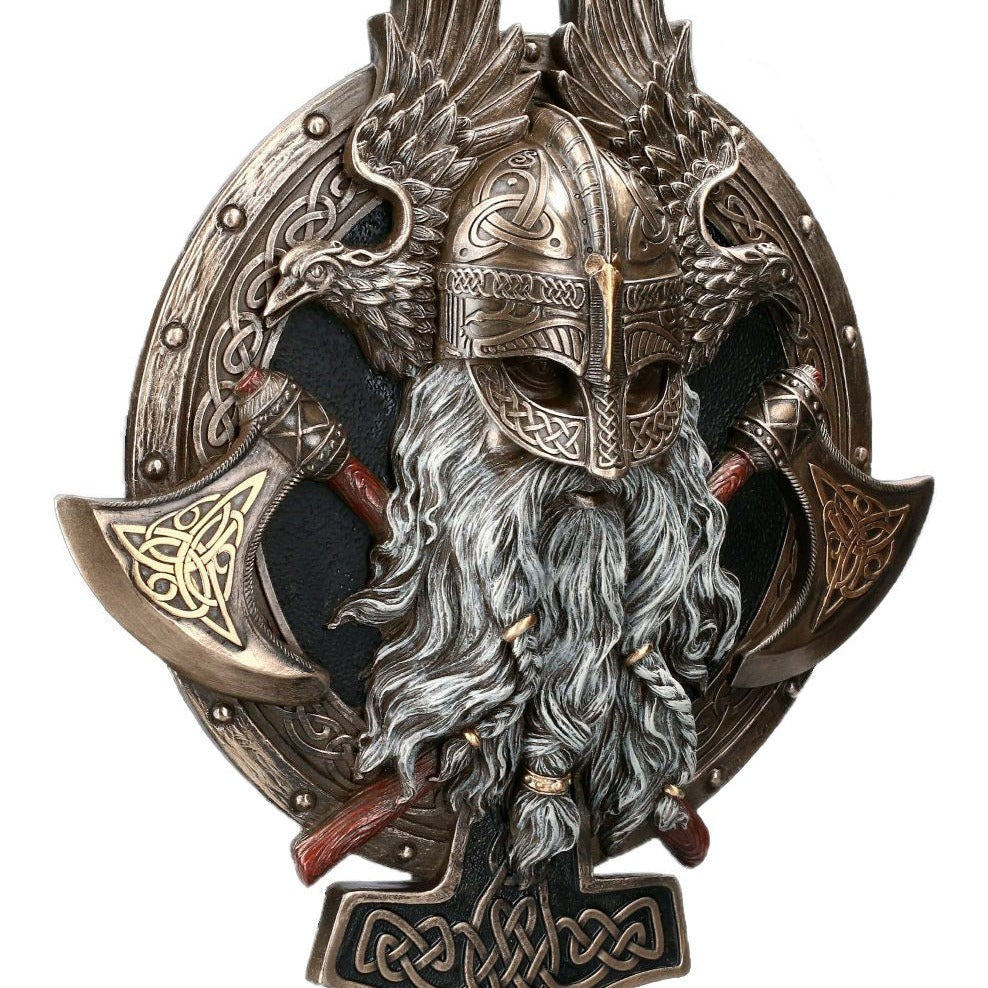 Viking Berserker Twin Axe Valhalla Wall Plaque