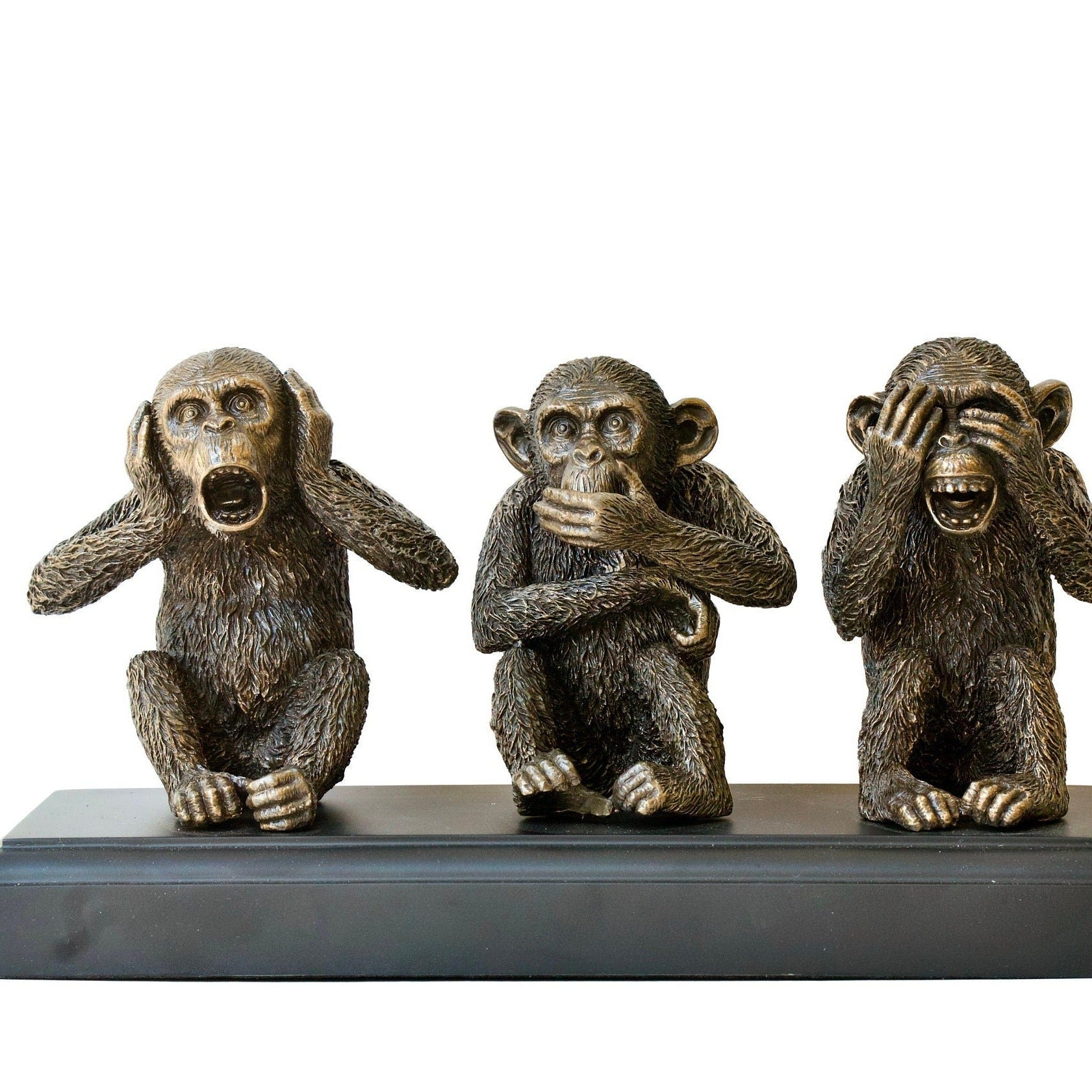 Three Wise Monkeys Statue: Veronese Bronze Resin Decor
