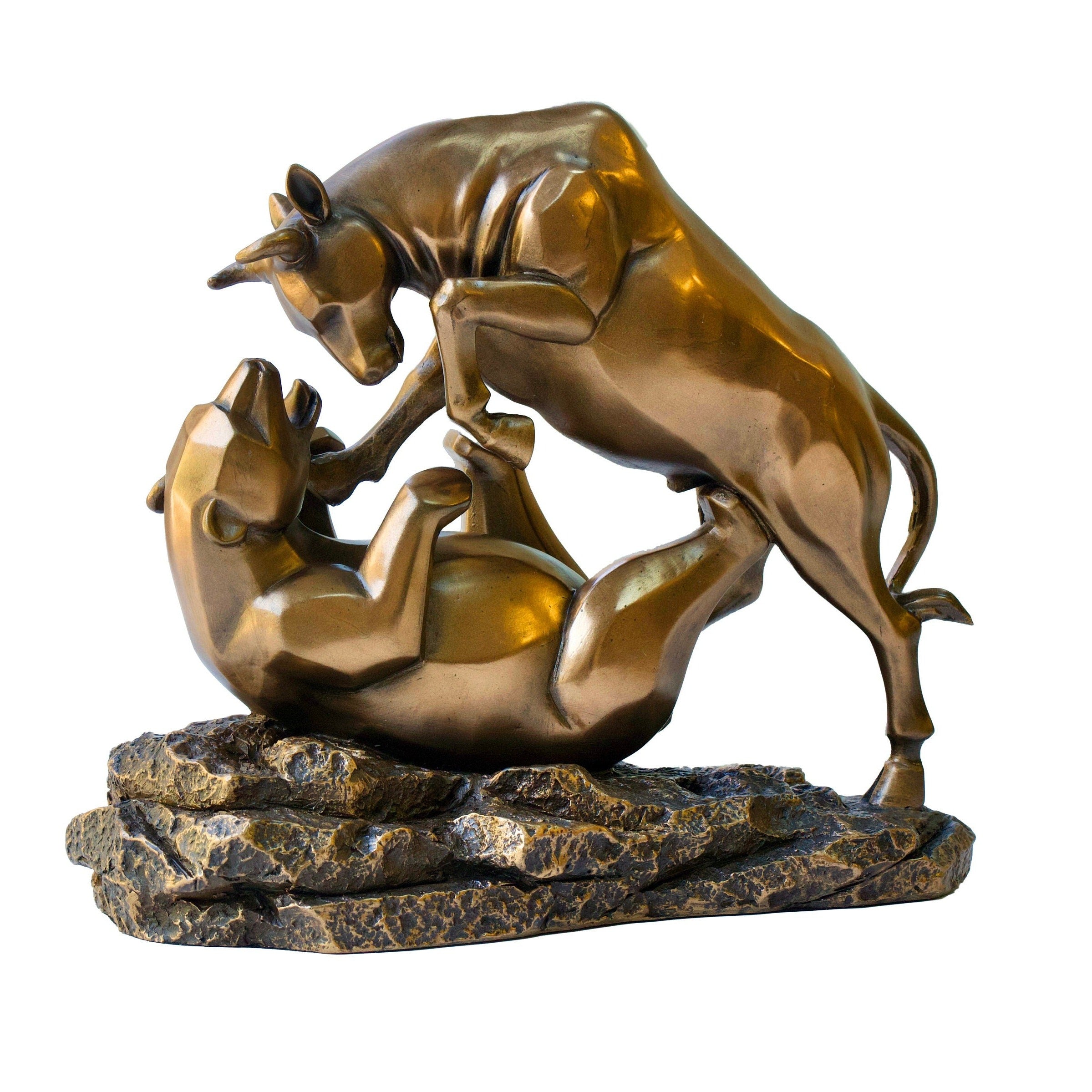 Bronze Bull and Bear Sculpture: Stock Market Gift
