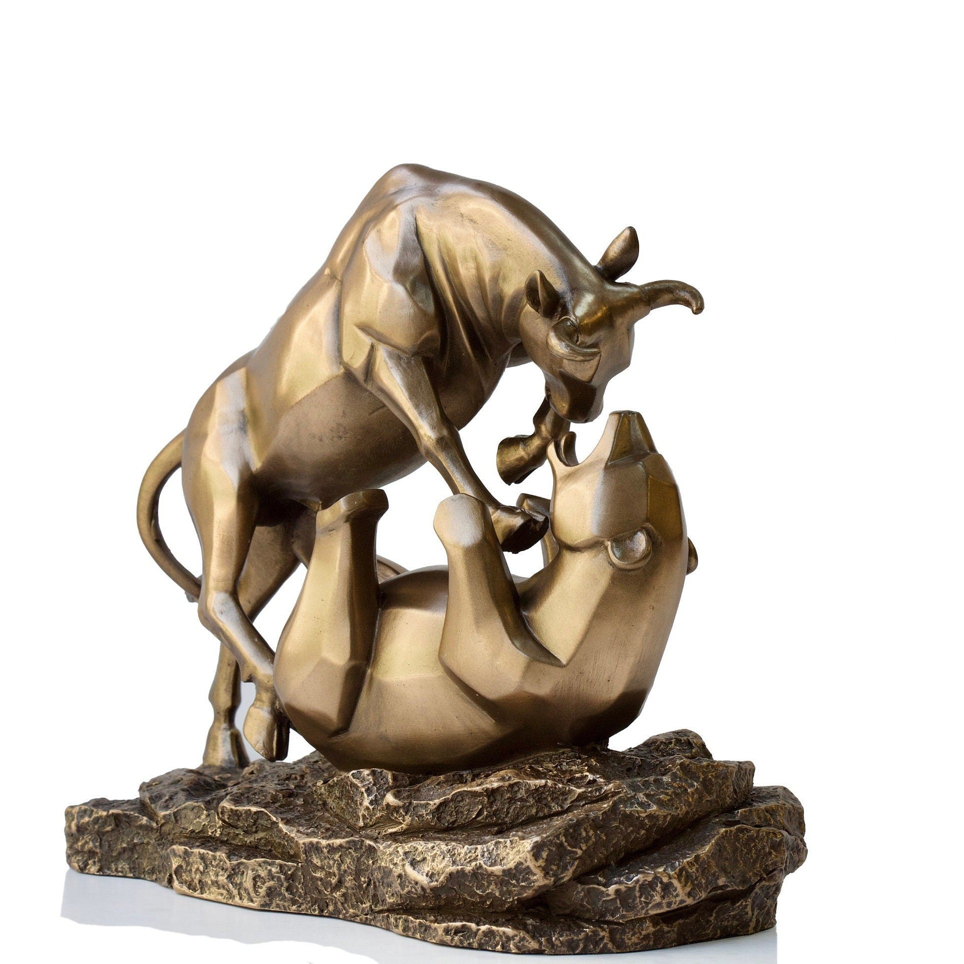 Bronze Bull and Bear Sculpture: Stock Market Gift