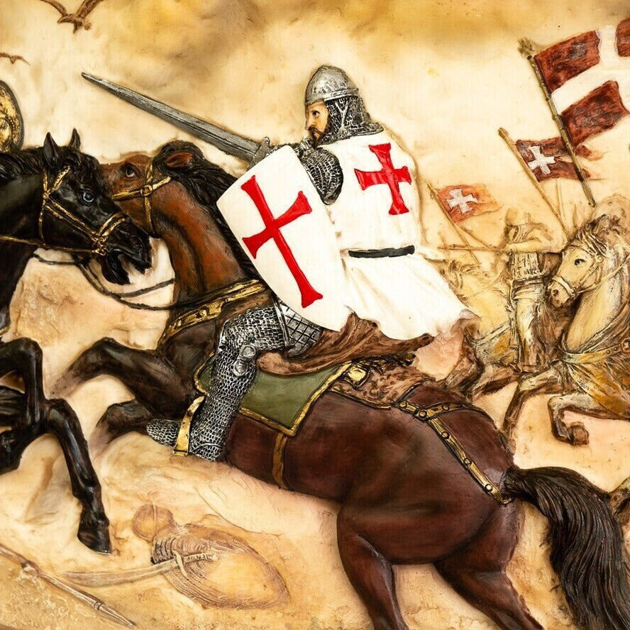 Battle of Hattin Wooden Wall Plaque: Medieval Knight Templar Decor