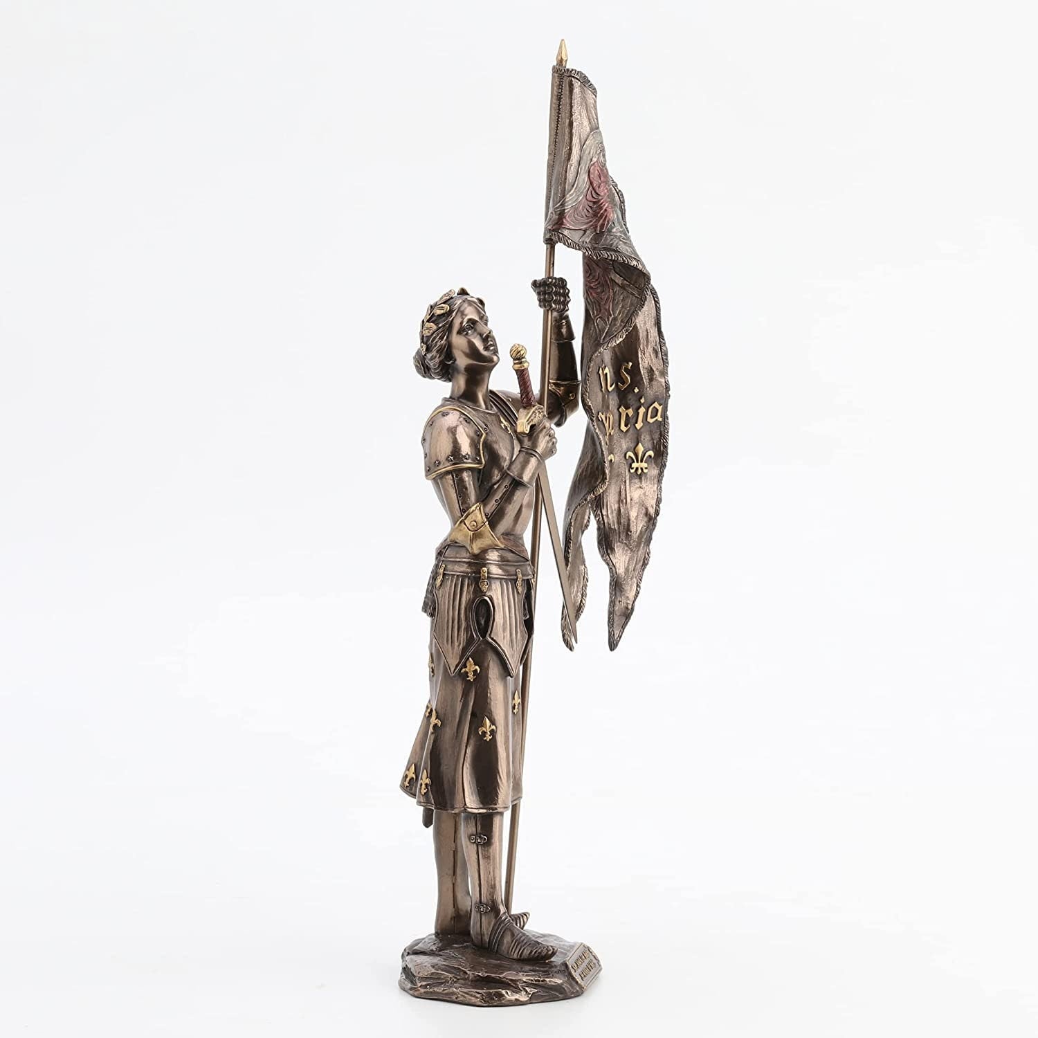 St. Joan of Arc Statue: Hand-Painted Cold Cast Bronze Sculpture