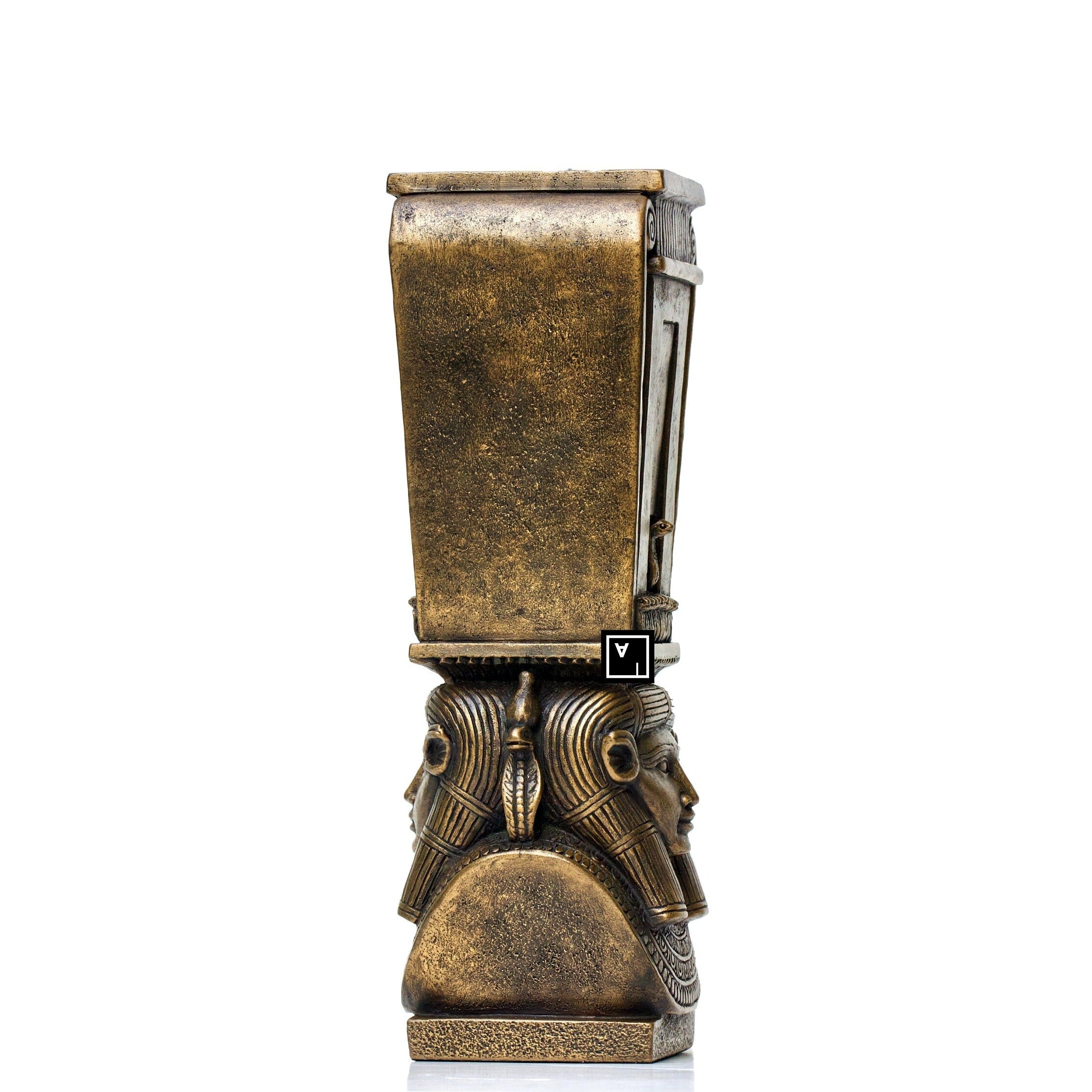 Hathor Column Candle Holder: Cold Cast Bronze Egyptian Statue